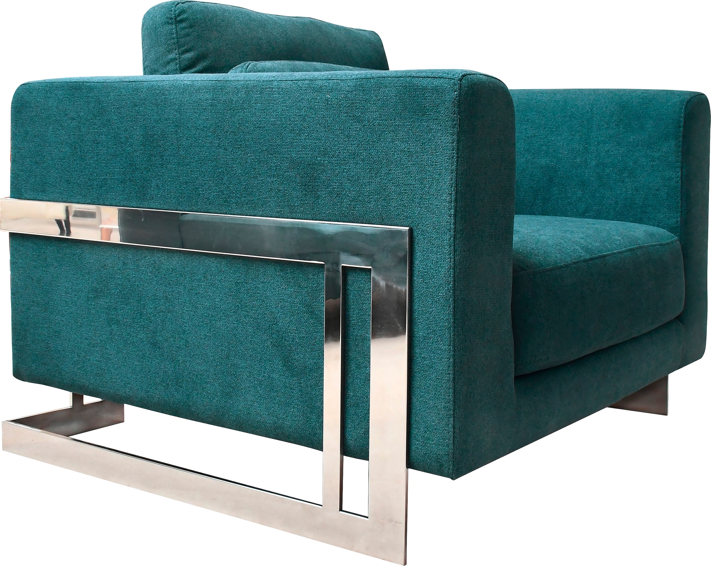 Leonique Sessel »New York« Petrolblauer Sessel, Edelstahlgestell, 102 x 84 x 96, Sitzhöhe 44 cm