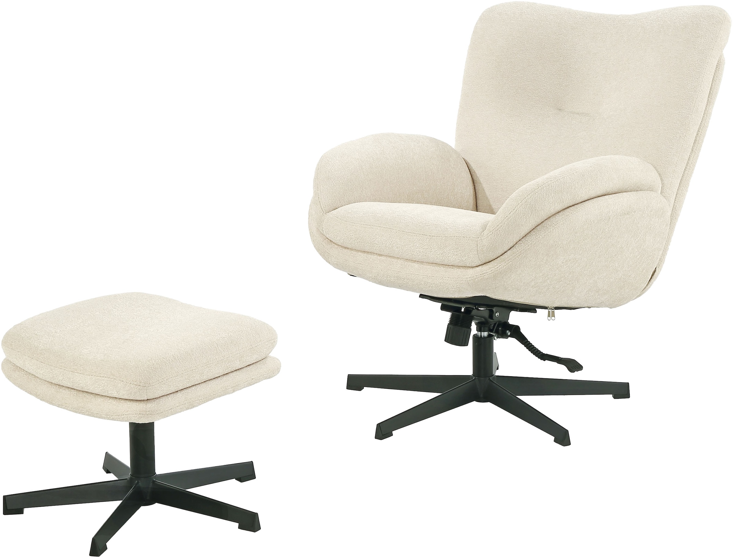 Jockenhöfer Gruppe Relaxsessel »Hawaii, B: 76 cm, Sitzhöhe: 48 cm« Set: mit Hocker, 360° Drehfunktion, feststellbare Wipp-Funktion