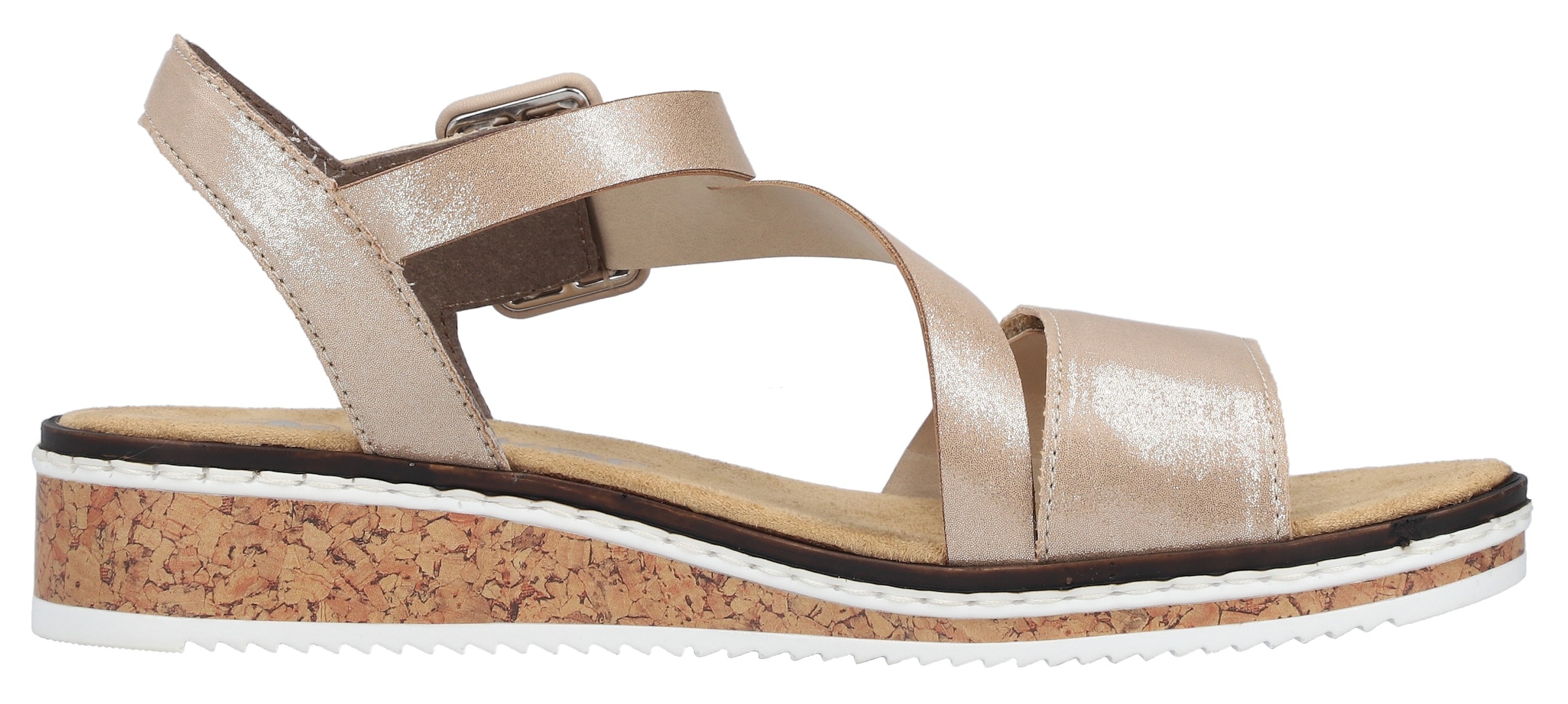 Rieker Riemchensandale  Sommerschuh, Sandalette, Keilabsatz, mit asymmetrischem Riemchen