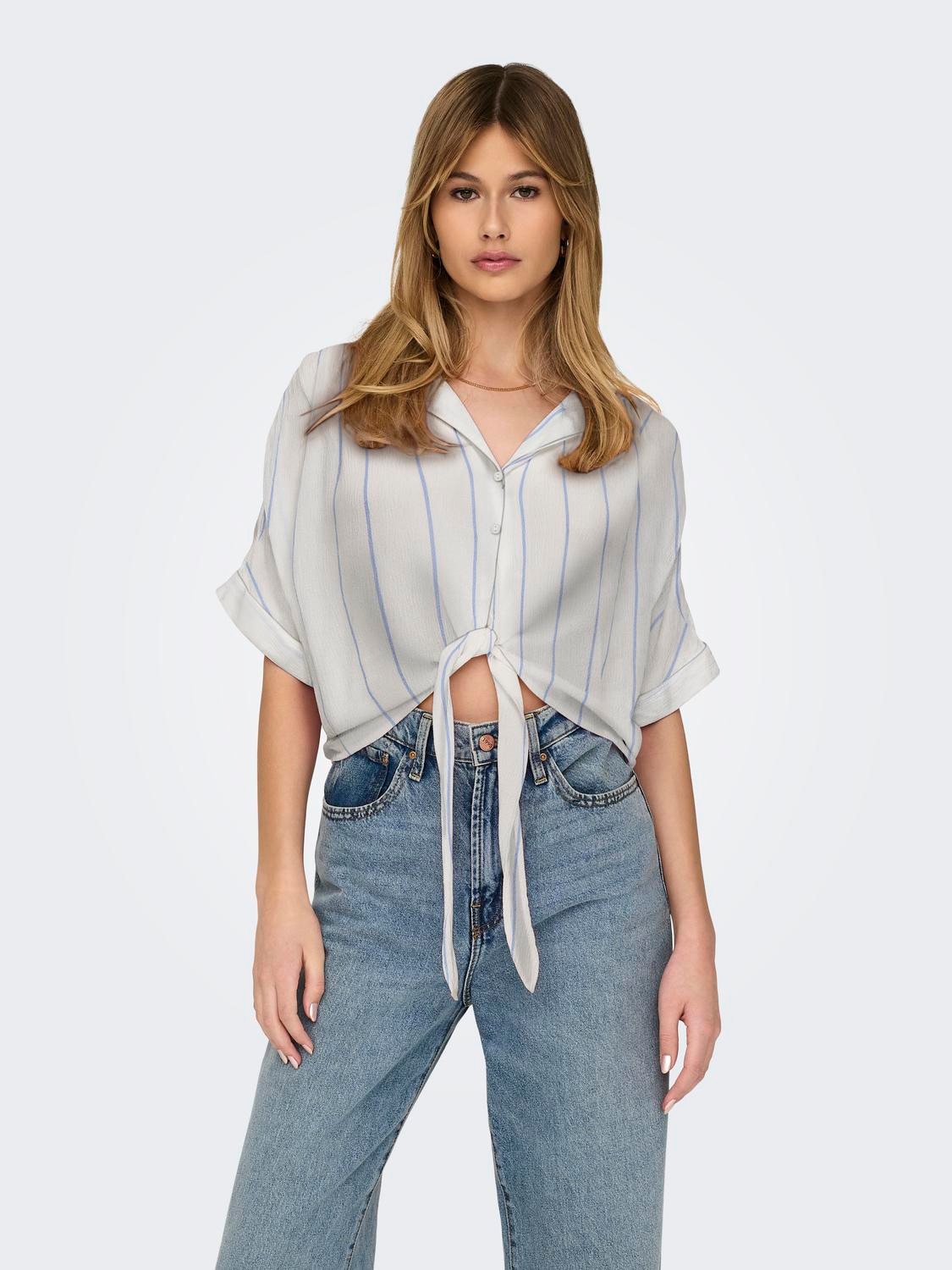 ONLY Kurzarmbluse »ONLPAULA LIFE S/S TIE SHIRT WVN NOOS« Viskose, regular fit