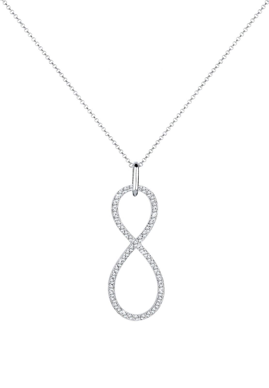 Elli Premium Kette mit Anhänger »Infinity Glas Kristalle Weiß 925 Sterling Silber«