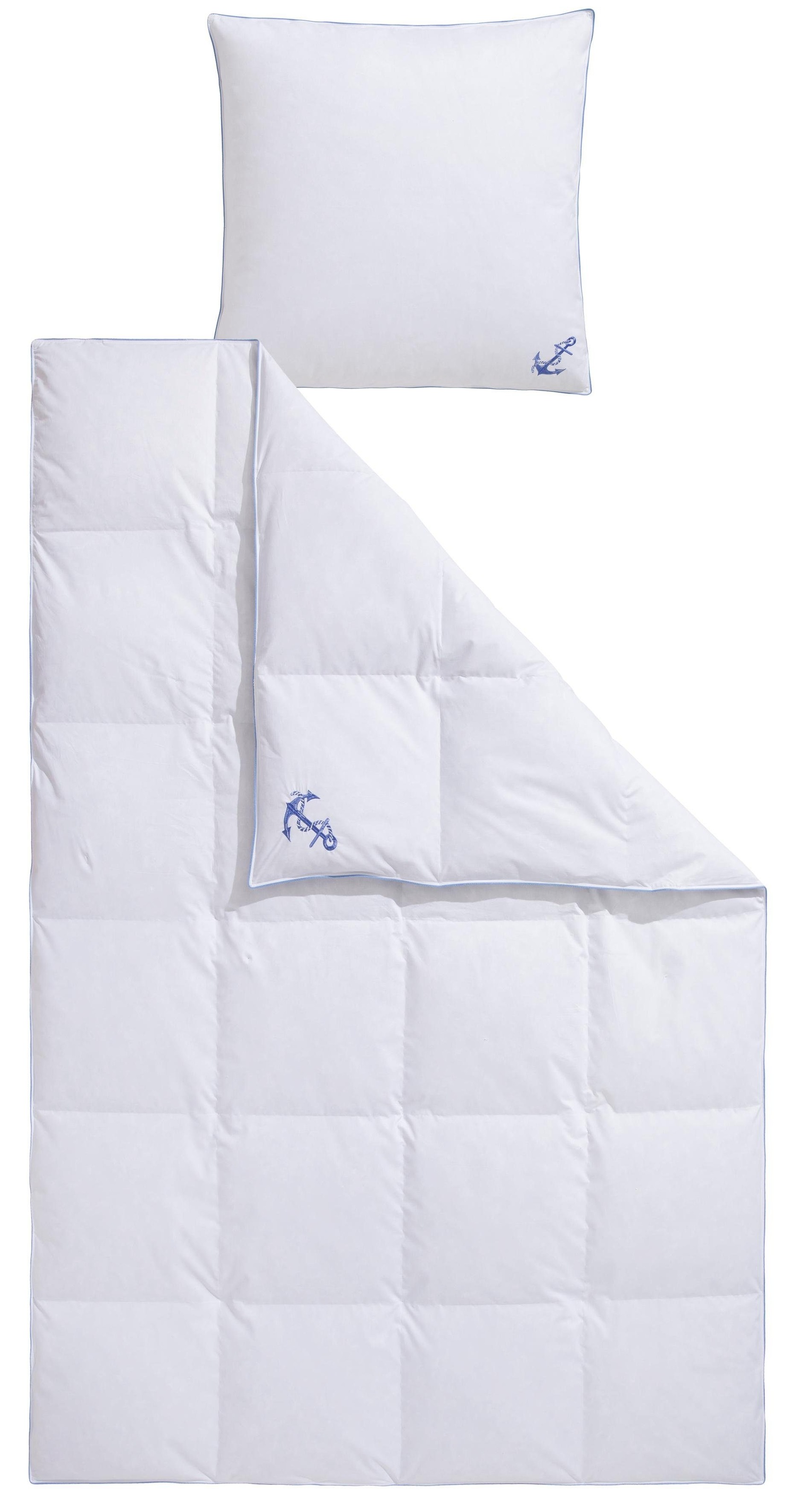 RIBECO Bettdecke + Kopfkissen »Anker« mit aufwendiger Anker-Stickerei günstig online kaufen