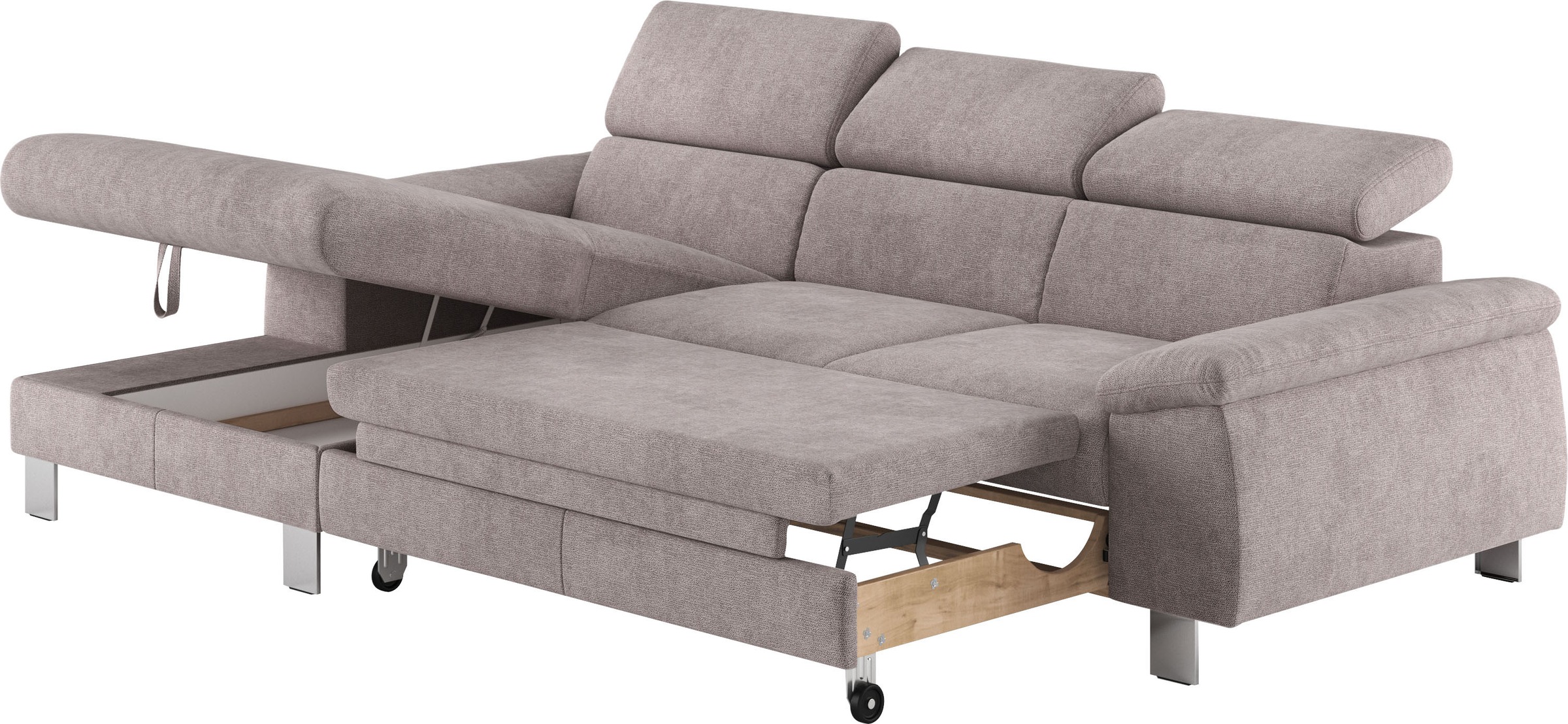 COTTA Ecksofa Komaris, Ecksofa, wahlweise mit RGB-LED-Beleuchtung und Bettfunktion/Bettkasten