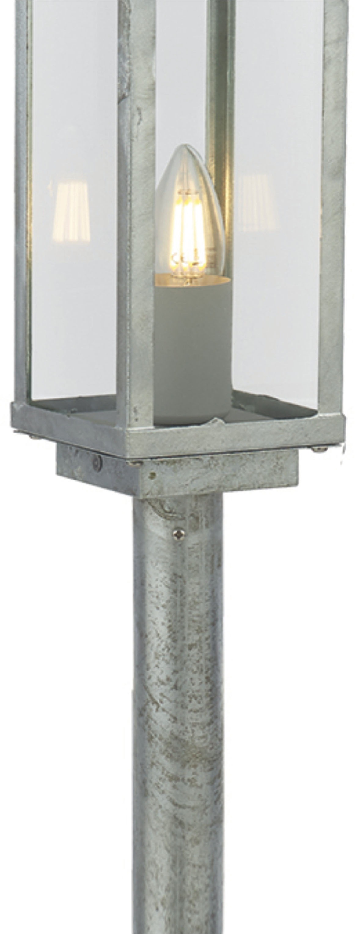 Searchlight LED Außen-Stehlampe »Box II Außenleuchte - Silber und Klarglas« E27 1 Stk.