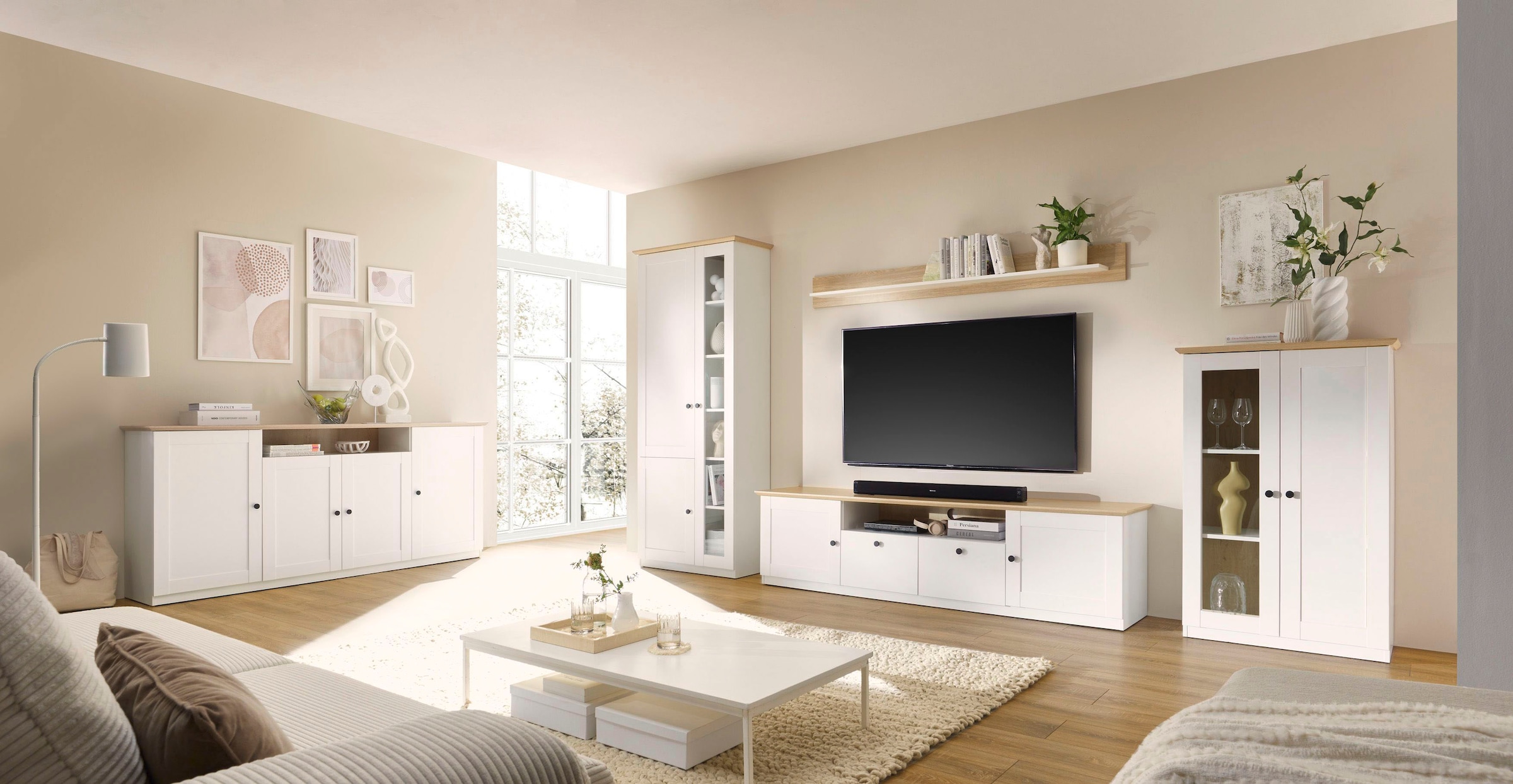 OTTO home Wohnwand »Brest, Anbauwand im Landhausstil, Komplettset, Wohnzimmer-Set« Set, 4 Stk. tlg.