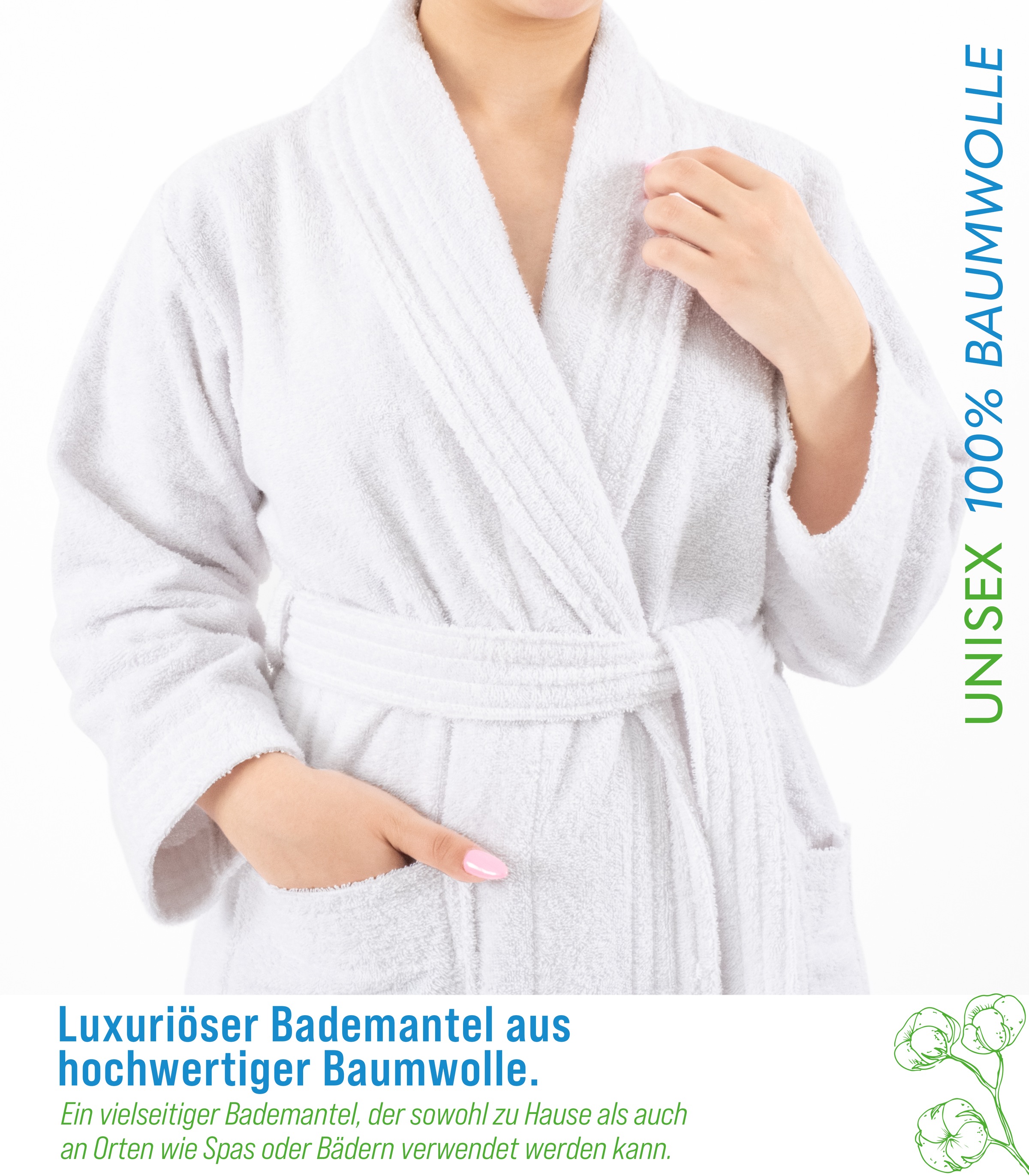 HAMMETEX Bademantel »Bademantel 100% Baumwolle Unisex, 400 GSM, Weich & Saugfähig«, (Packung), ideal für Sauna & Spa, Hotelbademantel, Morgenmantel