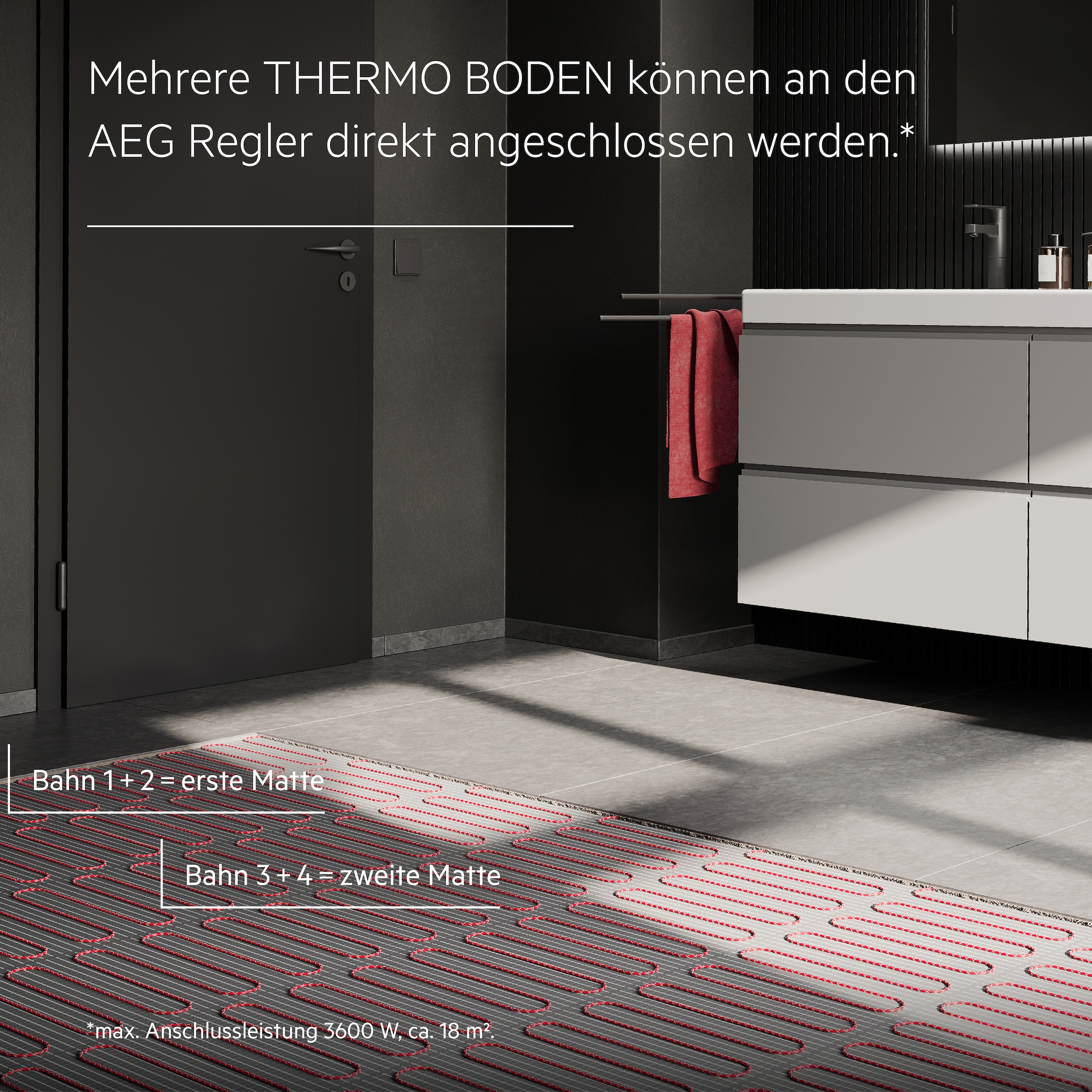 AEG Haustechnik Fußbodenheizung »Turbo Thermo Boden »TBS TC 200/2.5 Set Plus«« Elektrische Fußbodenheizung, Komplettset 2,5 m², 200 W/m²