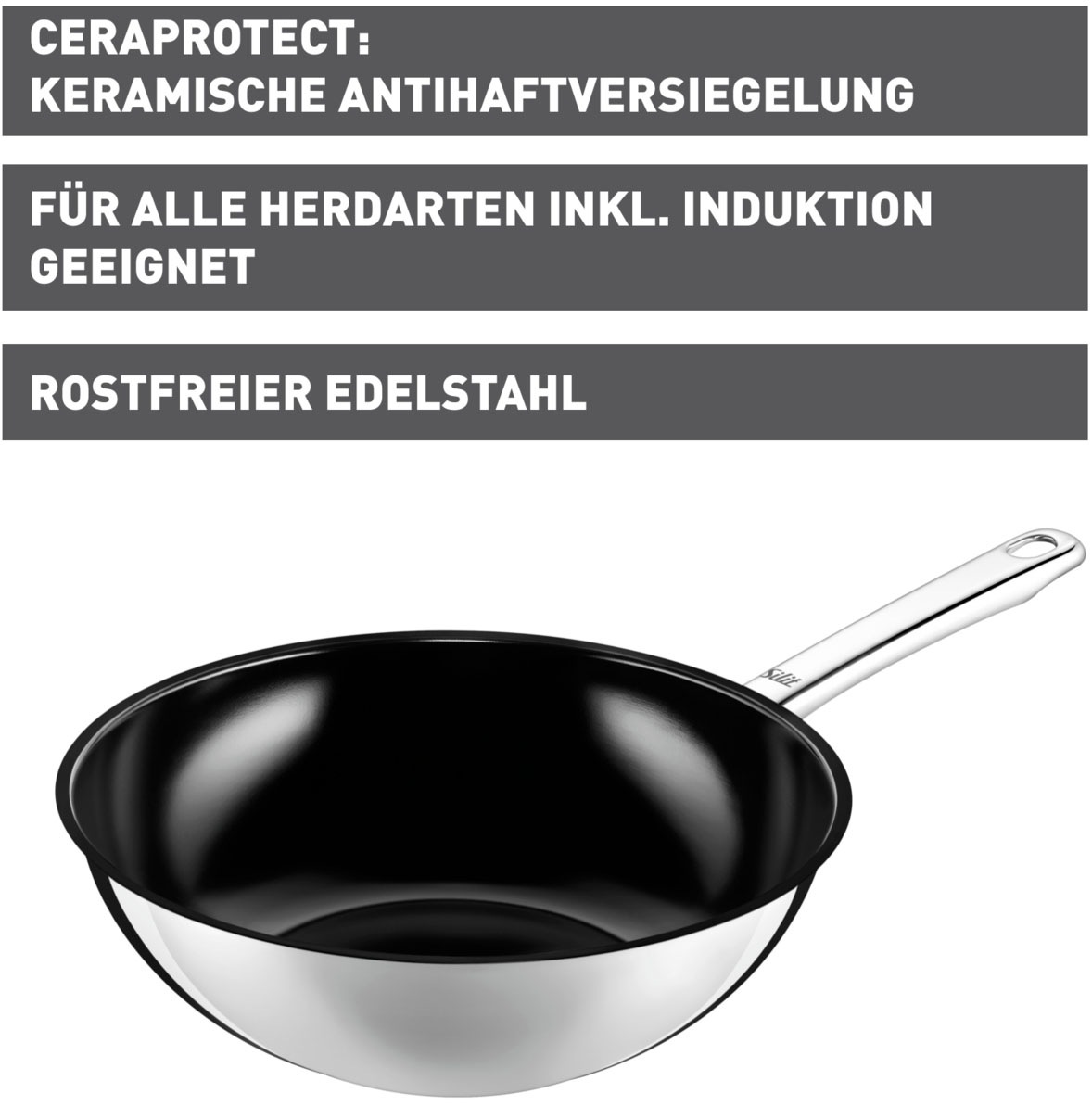 Silit Wok »Wuhan Wokpfanne Induktion Ø 28 cm«, Edelstahl 18/10, (1 tlg.), i günstig online kaufen