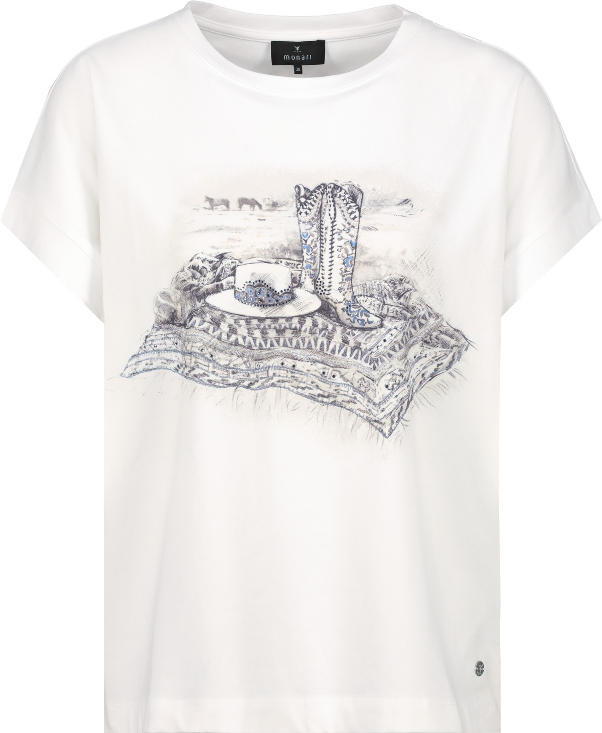 Monari T-Shirt »Shirt Cowboy Stiefel«, Mit Rundhalsausschnitt