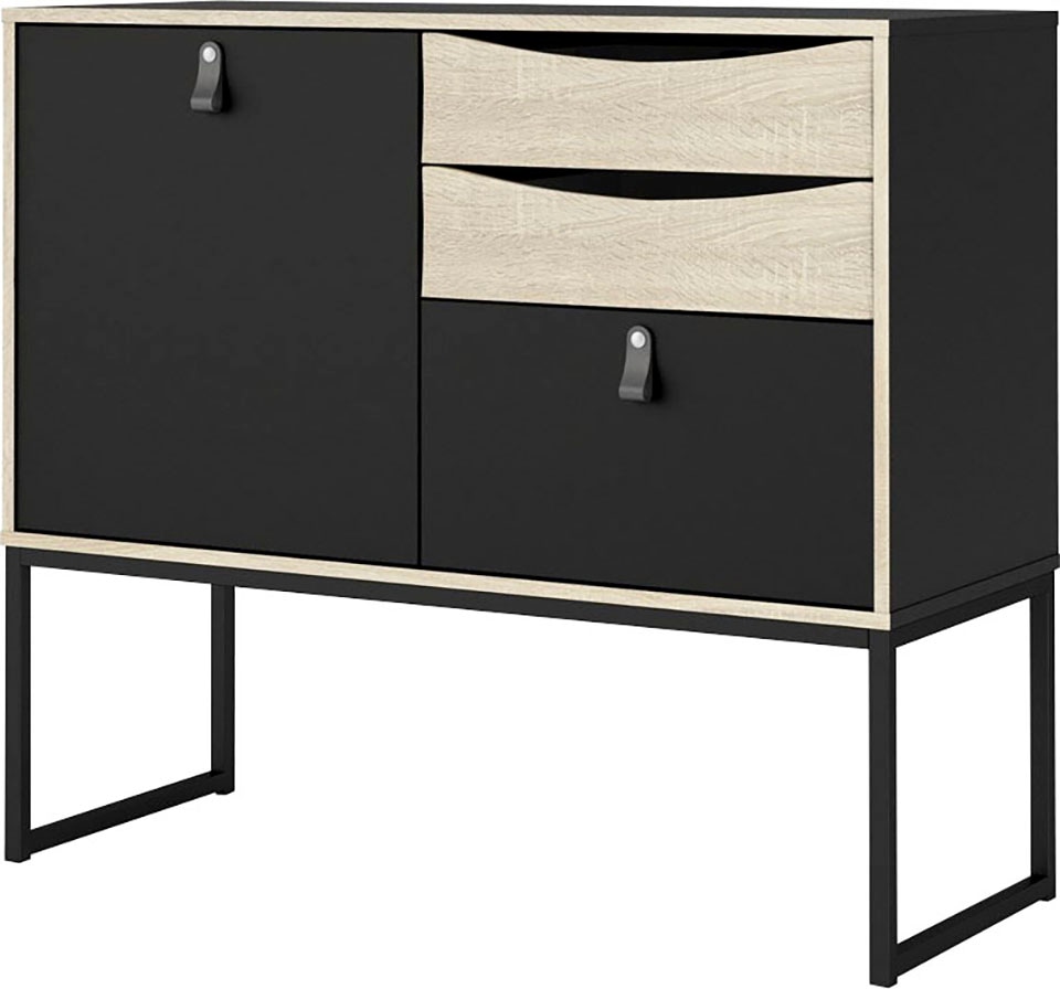 andas Sideboard »Stubbe«, Kommode Breite 98,7 cm, 1 Tür und 3 Schubkästen, Ledergriffe