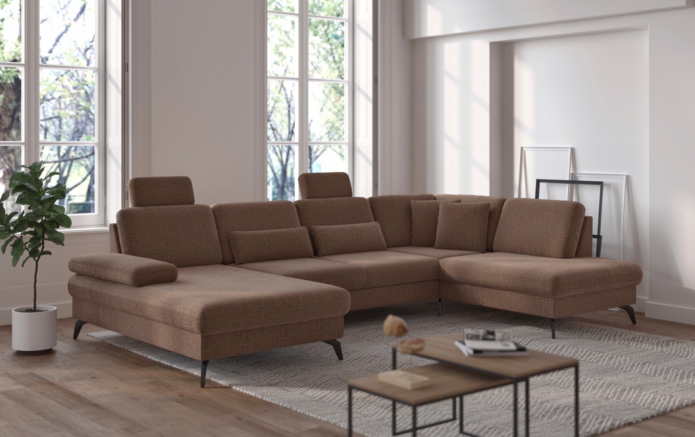 sit&more Wohnlandschaft »Morris U-Form, inkl. Sitztiefenverstellung«, wahlweise mit Armteilverstellung, Bettfunktion & Bettkasten