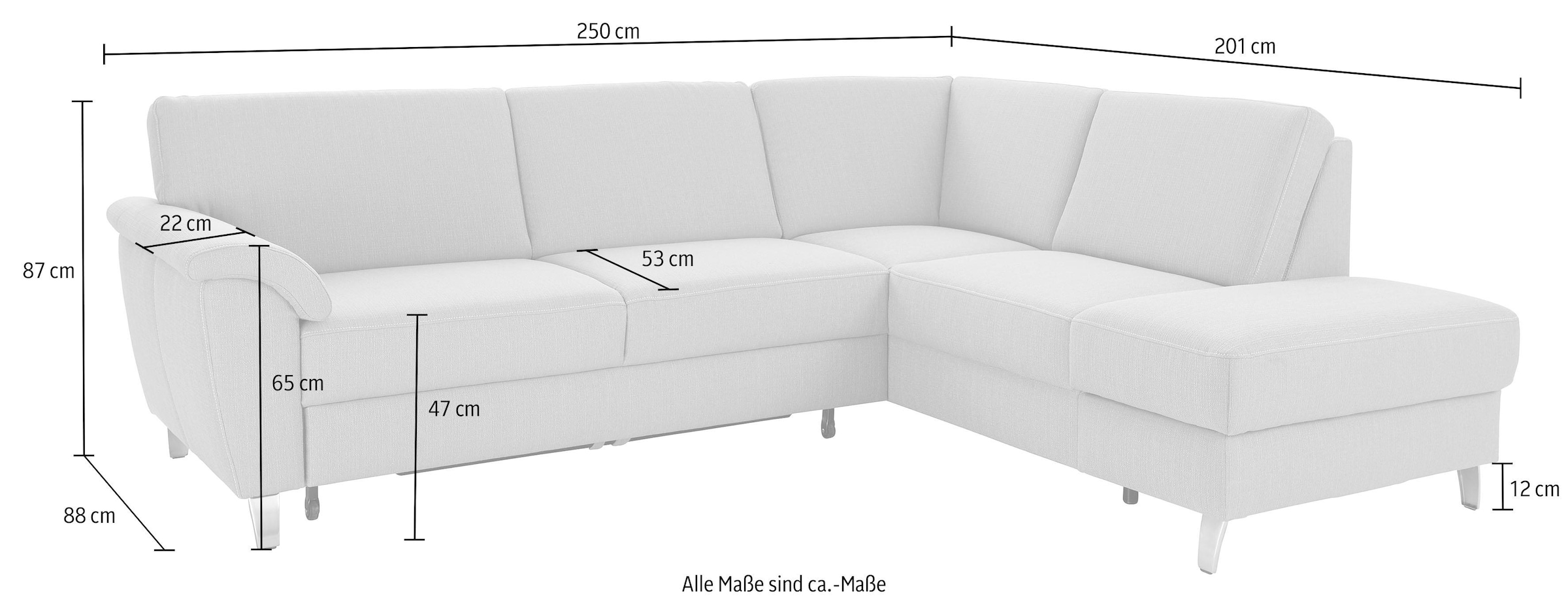 sit&more Ecksofa »Texel L-Form«, mit Federkern, wahlweise mit Bettfunktion und Bettkasten