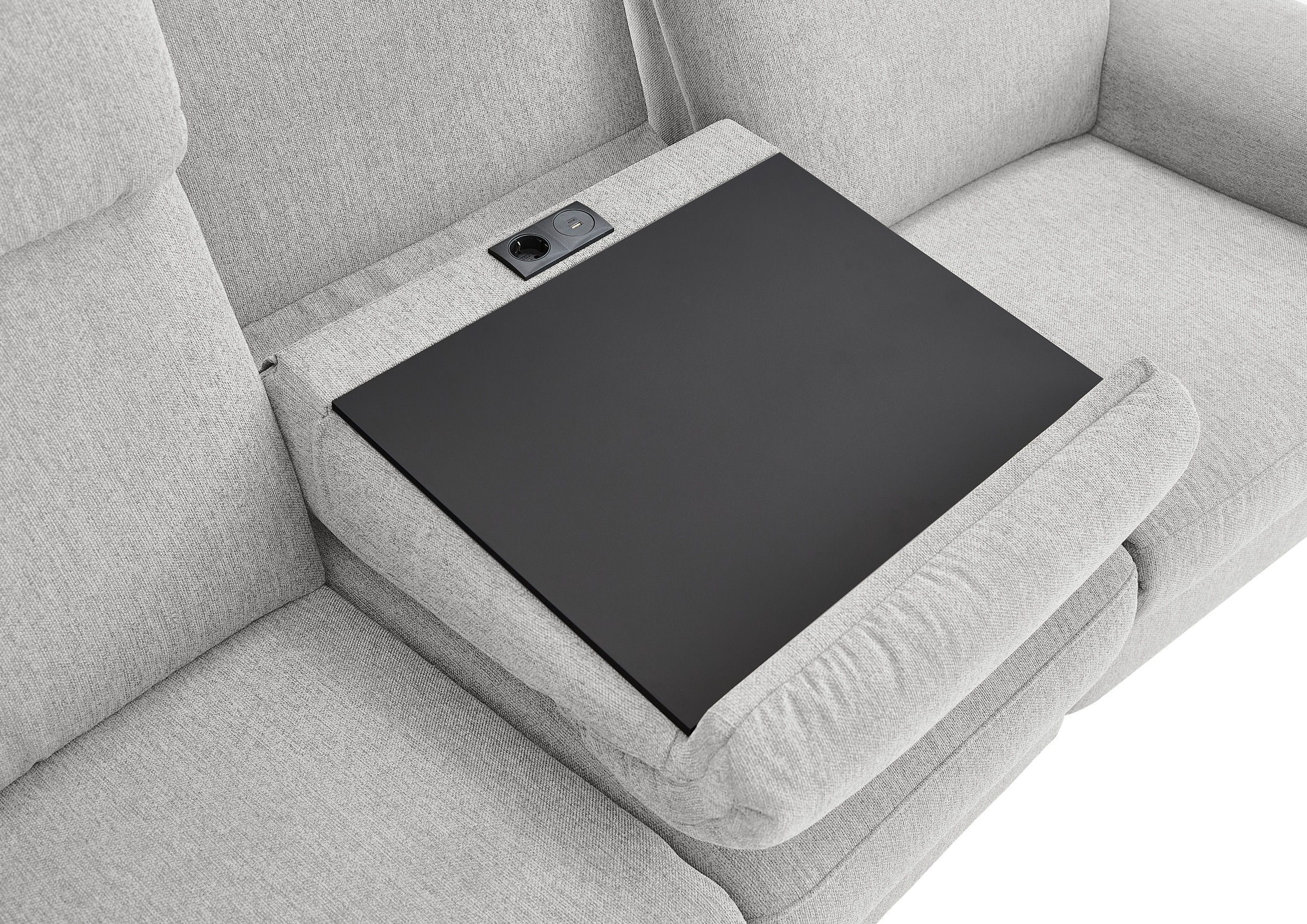 Home affaire Polstergarnitur »Turin, 2,5- & 3-Sitzer mit elektrischer Relaxfunktion« Set, 4 tlg. tlg. inkl. Tisch, USB & Steckdose, Federkern & pflegeleichtem Bezug