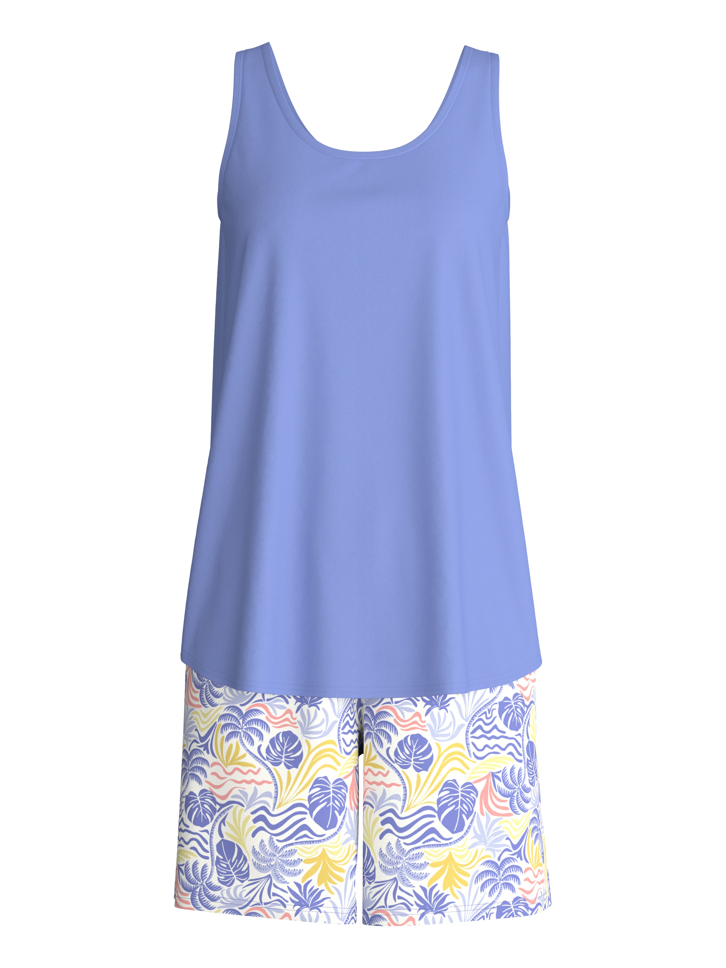 CALIDA Shorty »Coastal Dreams« 2 mit Rundhalsausschnitt, floraler Print, softer Interlock-Strick