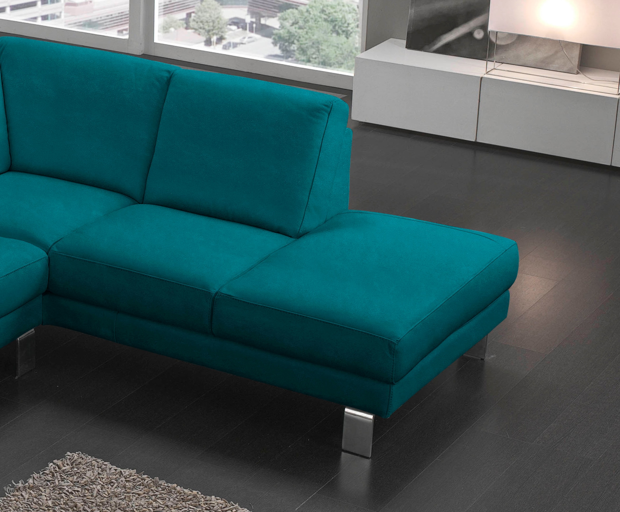 Egoitaliano Ecksofa »Shakira, Design und Sitzkomfort auf hohem Niveau, tolle Details«, mit Ottomane, L-Form, elegante Metallfüße