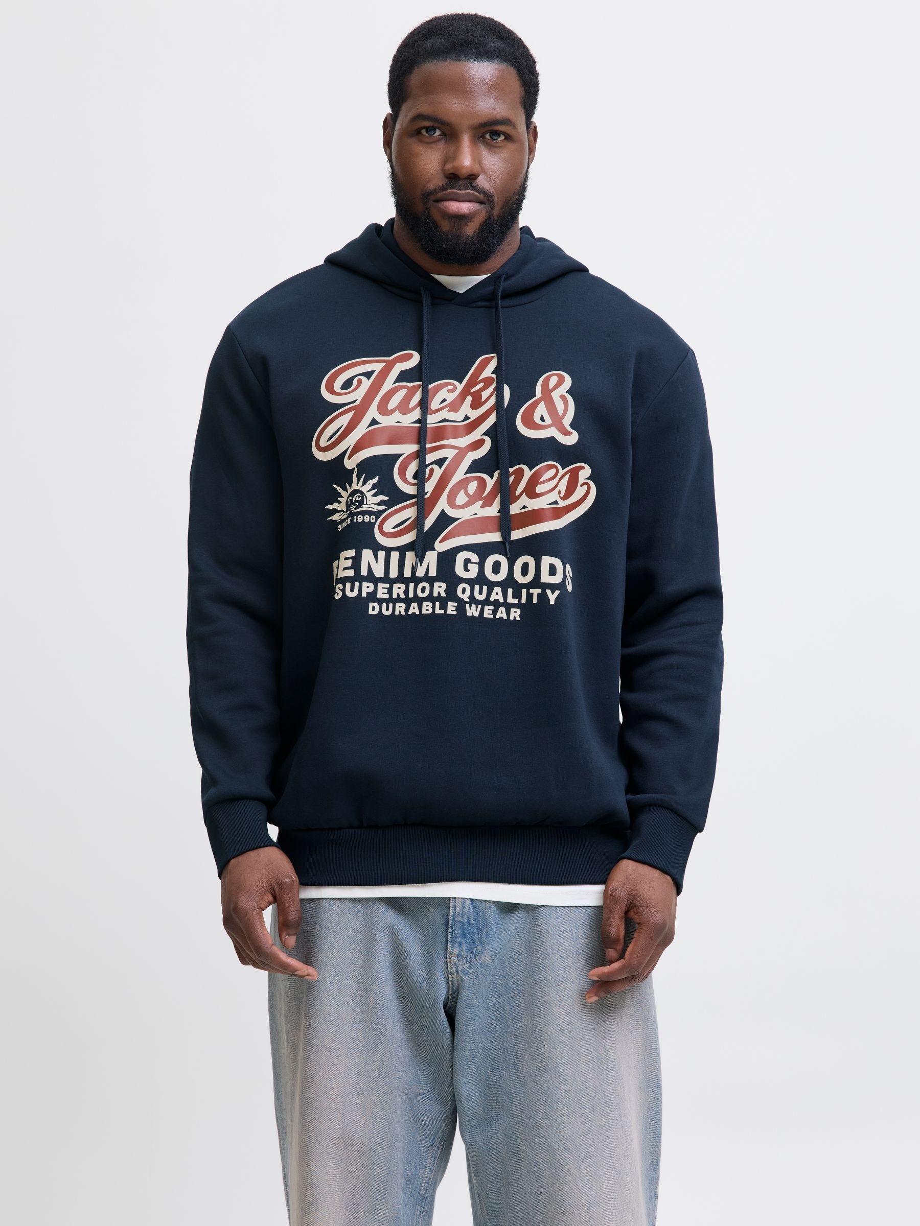 Jack & Jones PlusSize Hoodie »JJELOGO SWEAT HOOD 2 COL 24/25 NOOS PLS«, mit Logo Frontprint
