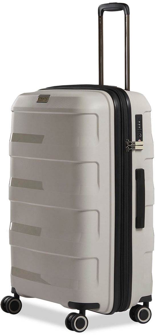 Stratic Hartschalen-Trolley »Straw + M, beige«, 4 Rollen, Reisekoffer Reisegepäck Aufgabegepäck TSA-Zahlenschloss