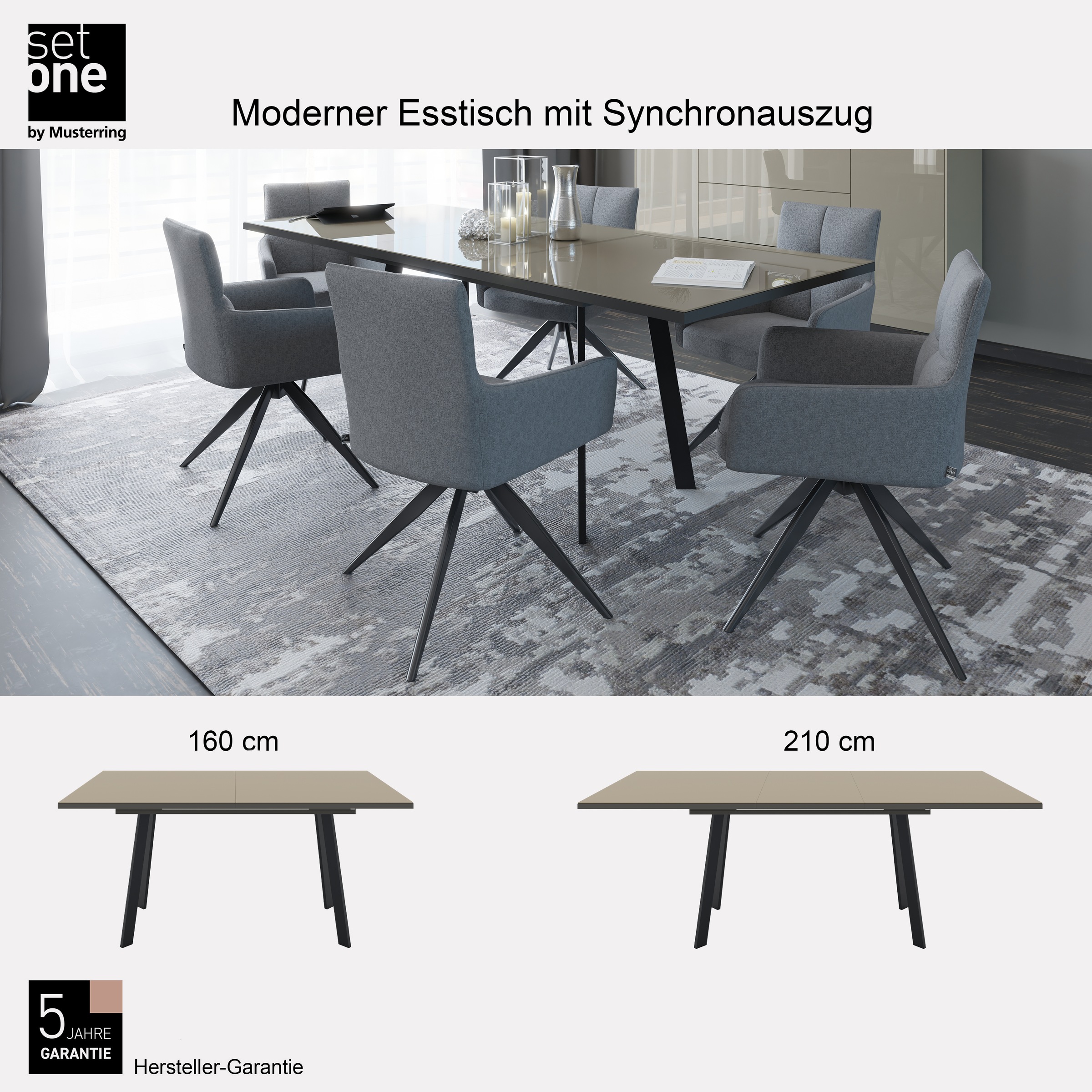 set one by Musterring Esstisch »Reno« 1 Stk. tlg. Mit Vierkantfuß, wählbaren Gestellen und Plattenfarben