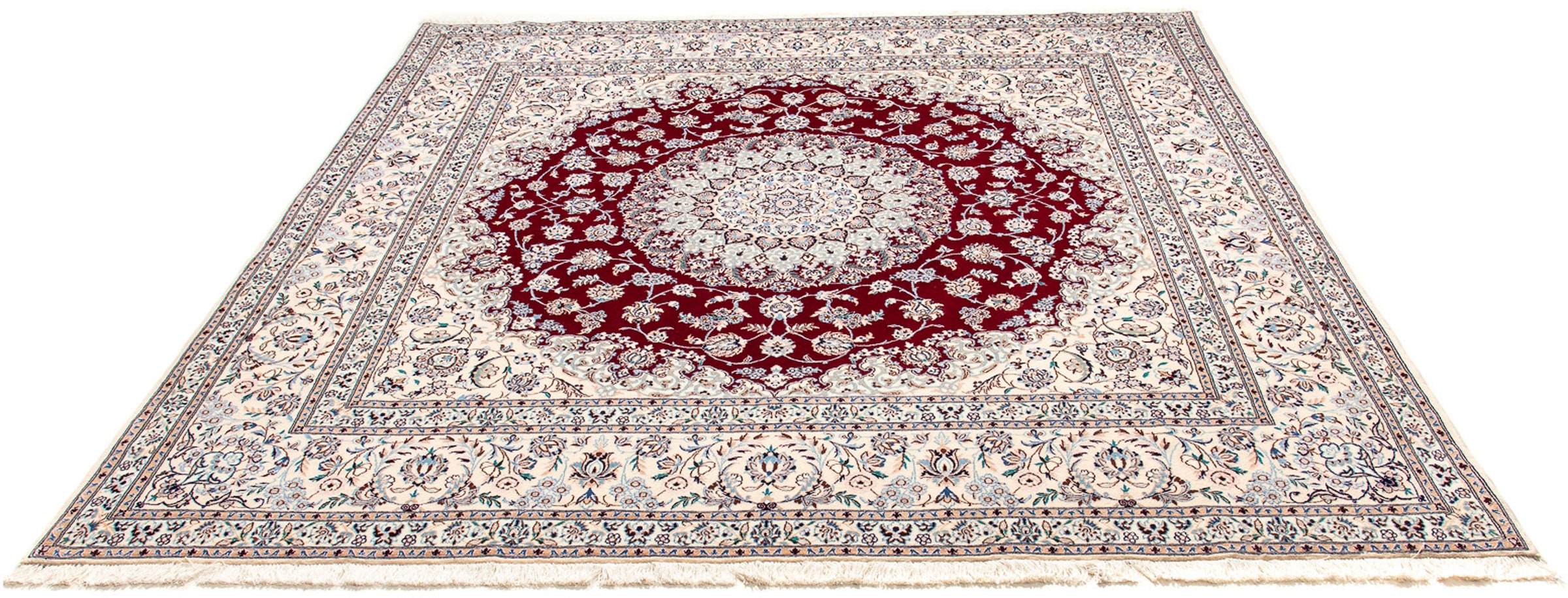 Bild von morgenland Orientteppich »Perser - Nain - Premium quadratisch - 211 x 200 cm - beige«, quadratisch, Wohnzimmer, Handgeknüpft, Einzelstück mit Zertifikat