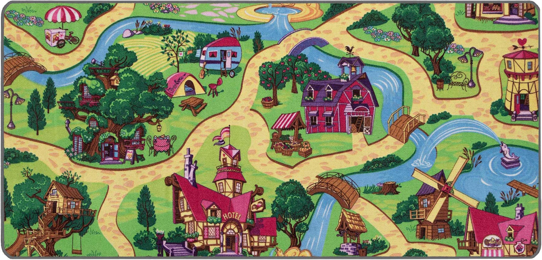 Primaflor-Ideen in Textil Kinderteppich »Spielteppich CANDY TOWN«, rechteckig, 6,5 mm Höhe, Kurzflor, Straßen-Spiel-Teppich, Kinderzimmer