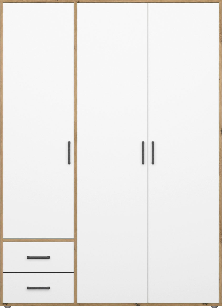 rauch Drehtürenschrank »Kleiderschrank Schrank Garderobe Wäscheschrank VOYAGER«, (in 3 verschiedenen Ausstattungen BASIC/CLASSIC/PREMIUM), moderne Griffe in Graumetallic mit Außenschubkästen MADE IN GERMANY