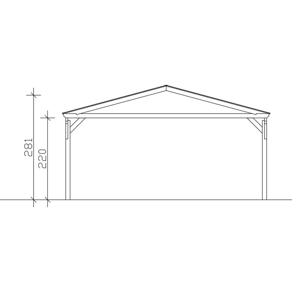 Skanholz Doppelcarport »Westerwald«, Leimholz-Nordisches Fichtenholz, 534 cm, dunkelgrau