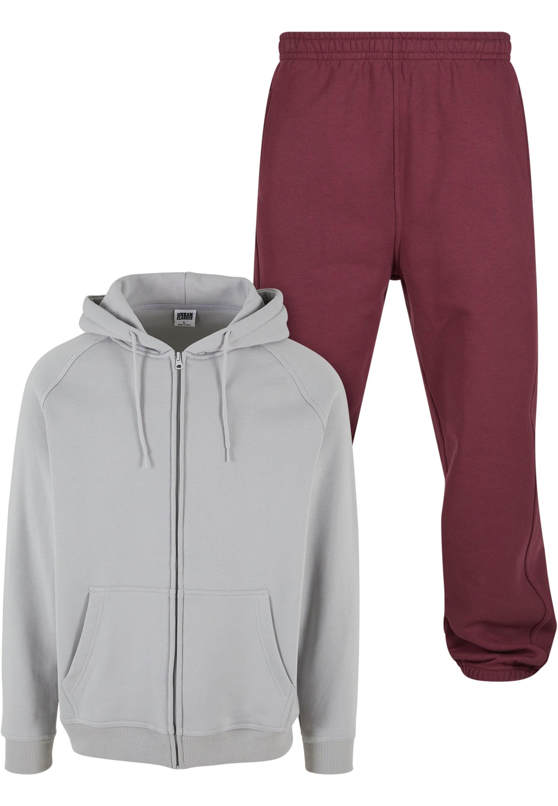 URBAN CLASSICS Trainingsanzug »Herren Blank Suit« 2 Stk. tlg. lightasphalt+cherry XXL Komfortable Trainingsanzüge für Sport und Freizeit