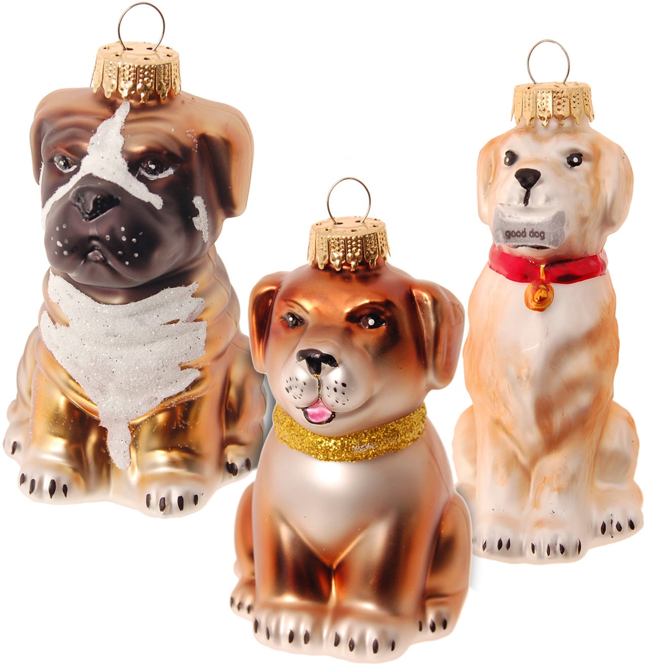 Krebs Glas Lauscha Christbaumschmuck »mit 3 verschiedenen Hunden«, (Set, 3 günstig online kaufen