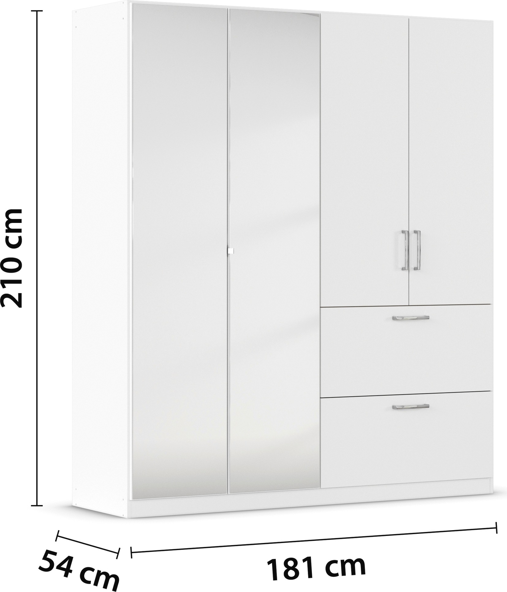 rauch Drehtürenschrank »Kleiderschrank Schrank Garderobe Schlafzimmerschrank PADUA«, voll aufgelegte Spiegeltüren, zwei große Schubladen MADE IN GERMANY