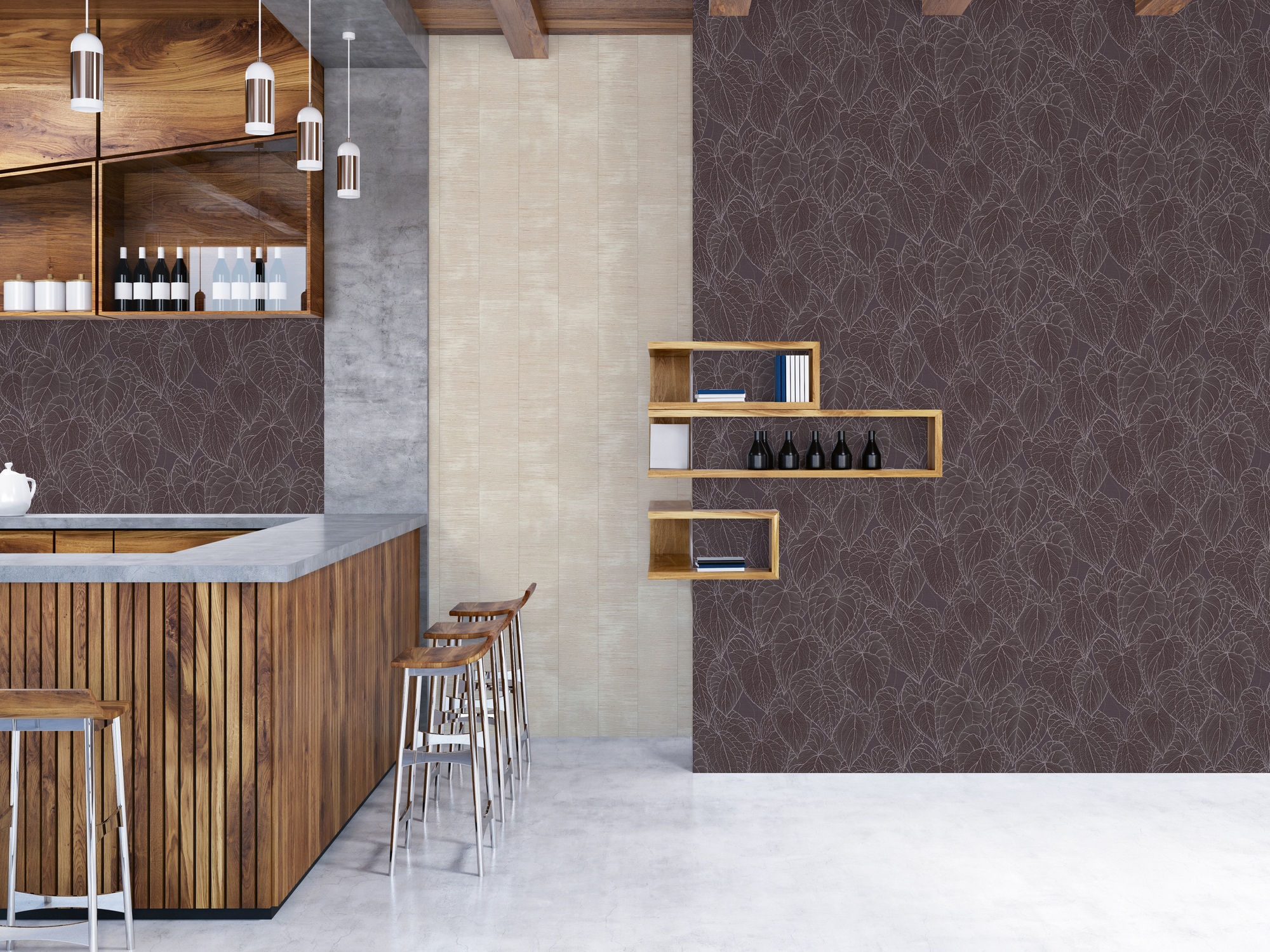 living walls Vliestapete »Tropen-Tapete - Blättermuster modern glänzend« leicht glänzend strukturiert Elegante Vliestapete mit tropischem Blättermuster