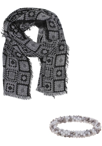 leslii Strickschal, Set bestehend Schal mit Kachel-Muster in Grau Schwarz mit perfekt... kaufen
