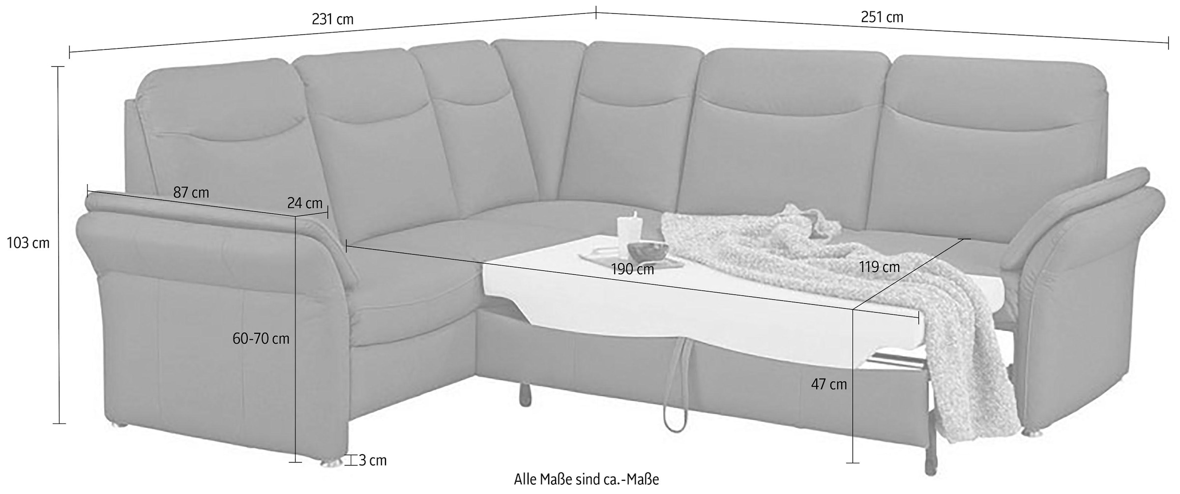Home affaire Ecksofa »Tahoma L-Form«, mit Armlehnfunktion, wahlweise Bettfunktion, Schublade, Relaxfunktion