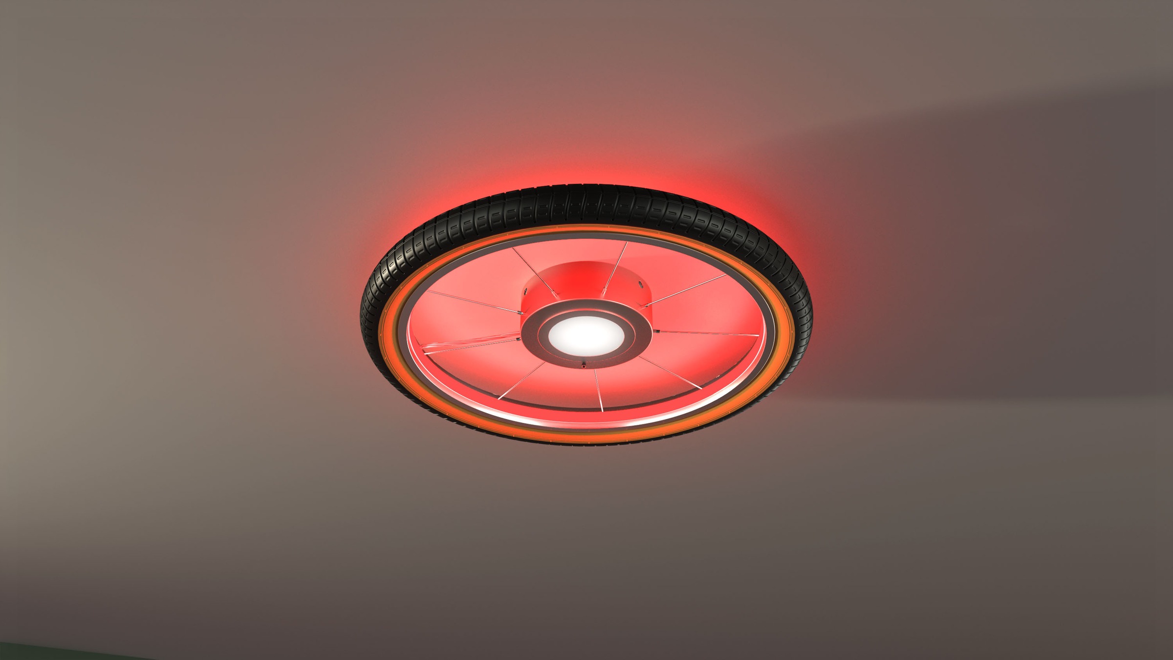 my home Deckenleuchte »Bela, Wheel, Reifen, Deckenlampe im Reifendesígn«, Leuchtmittel LED-Modul | LED wechselbar, Ø 51cm, Hauptlicht und indirekte Beleuchtung getrennt schaltbar