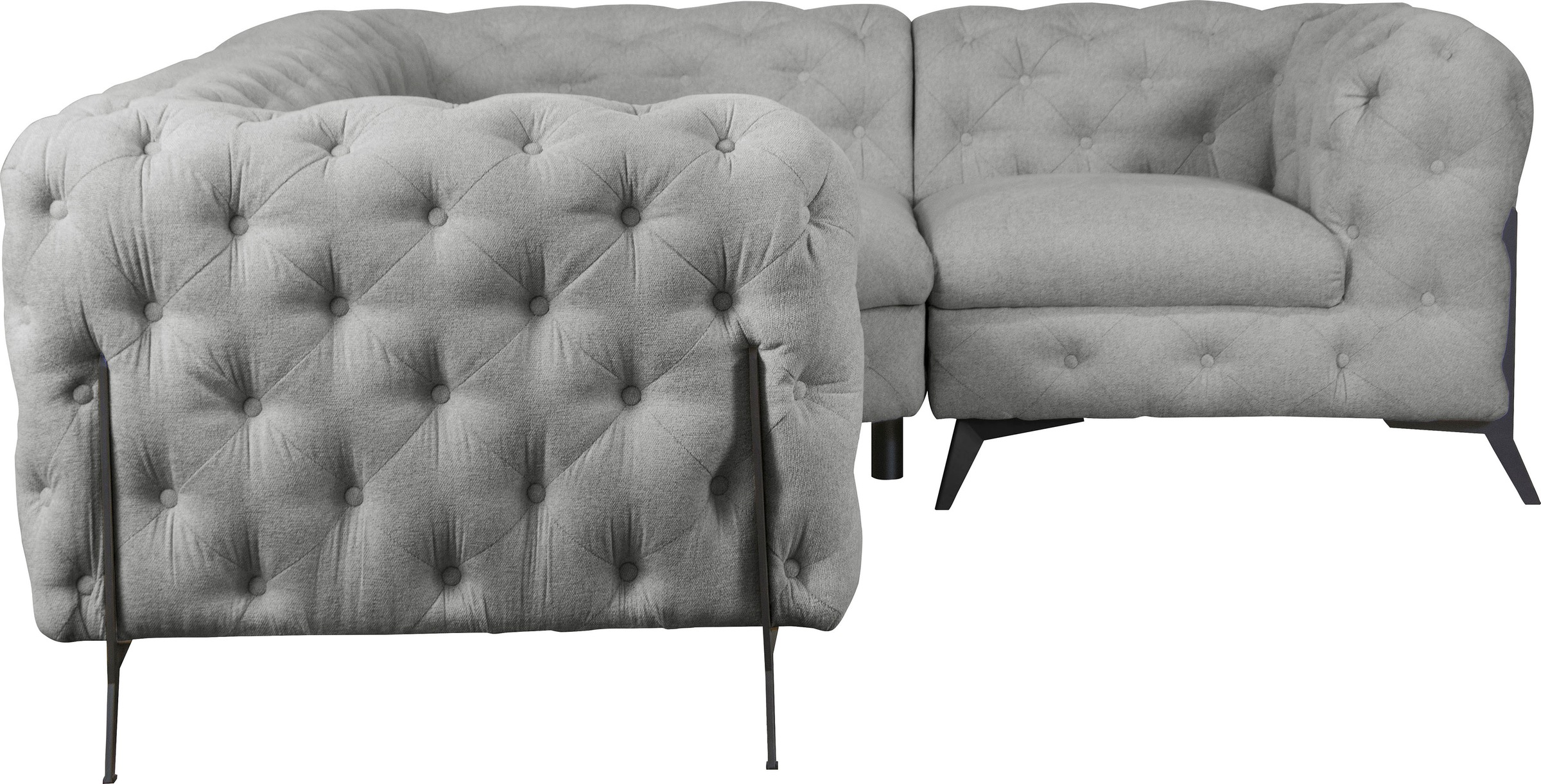 Leonique Chesterfield-Sofa »Amaury L-Form«, moderne Chersterfield-Optik, Breite 262 cm, Fußfarbe wählbar