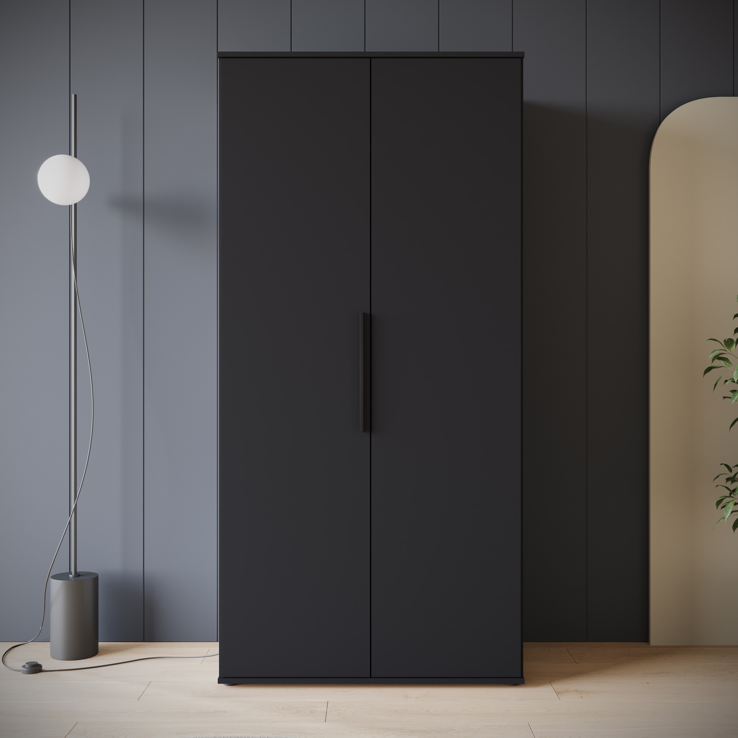 INOSIGN Kleiderschrank »LAGOS Wäscheschrank, Garderobe, schwarze Griffe, Made in Europe«, Moderner Drehtürenschrank, FSC-zertifiziert, Schlafzimmerschrank