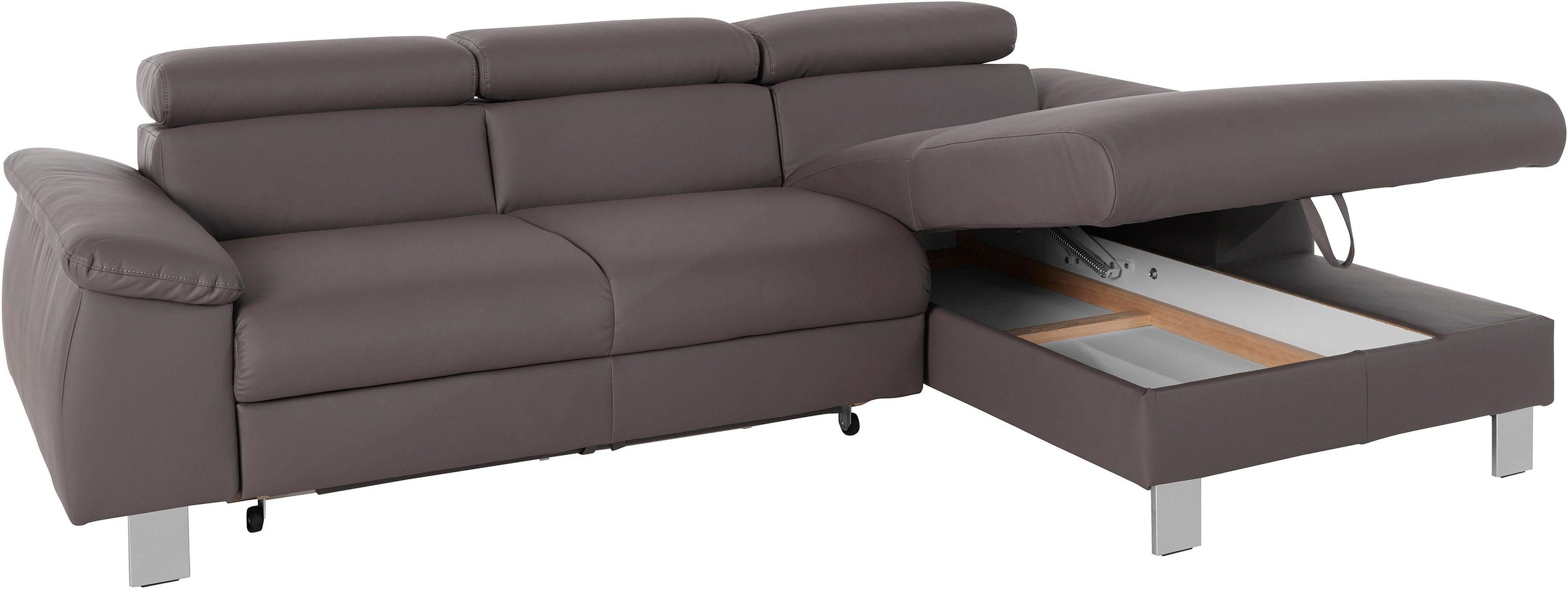 COTTA Ecksofa Komaris, Ecksofa, wahlweise mit RGB-LED-Beleuchtung und Bettfunktion/Bettkasten