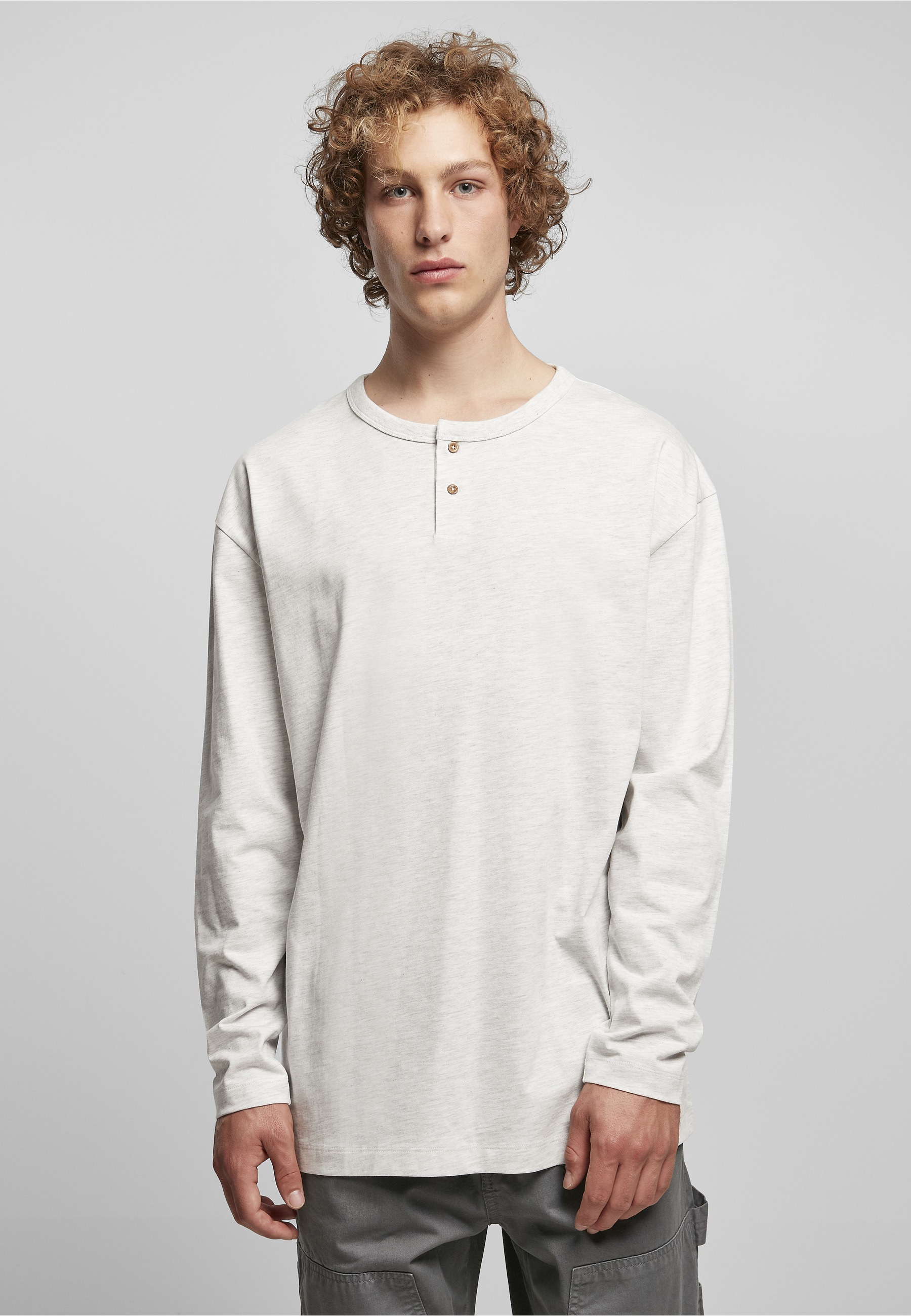 URBAN CLASSICS Longsleeve »Urban Classics Herren Organic Oversized Henley Longsleeve« 1 Stk.