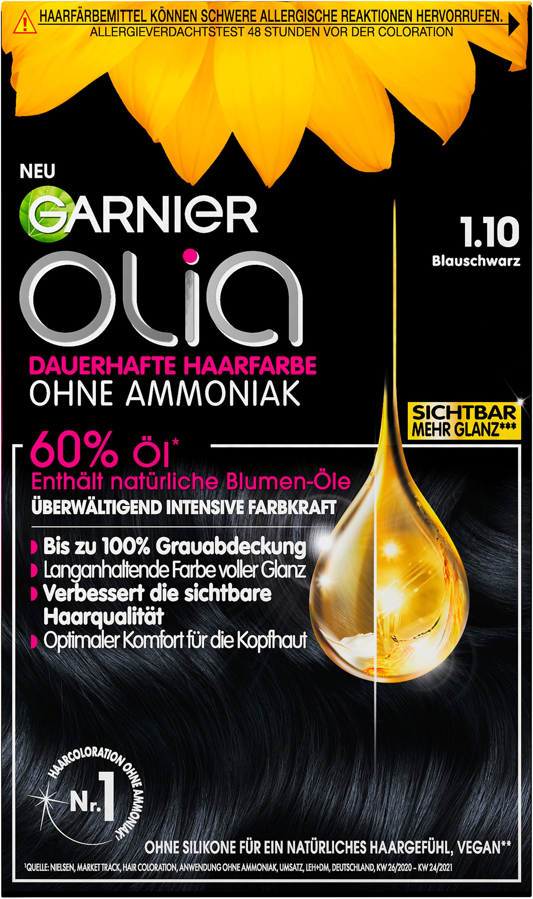 GARNIER Coloration »Garnier Olia dauerhafte Haarfarbe«, (Packung, 3 tlg.), mit pflegender Formel