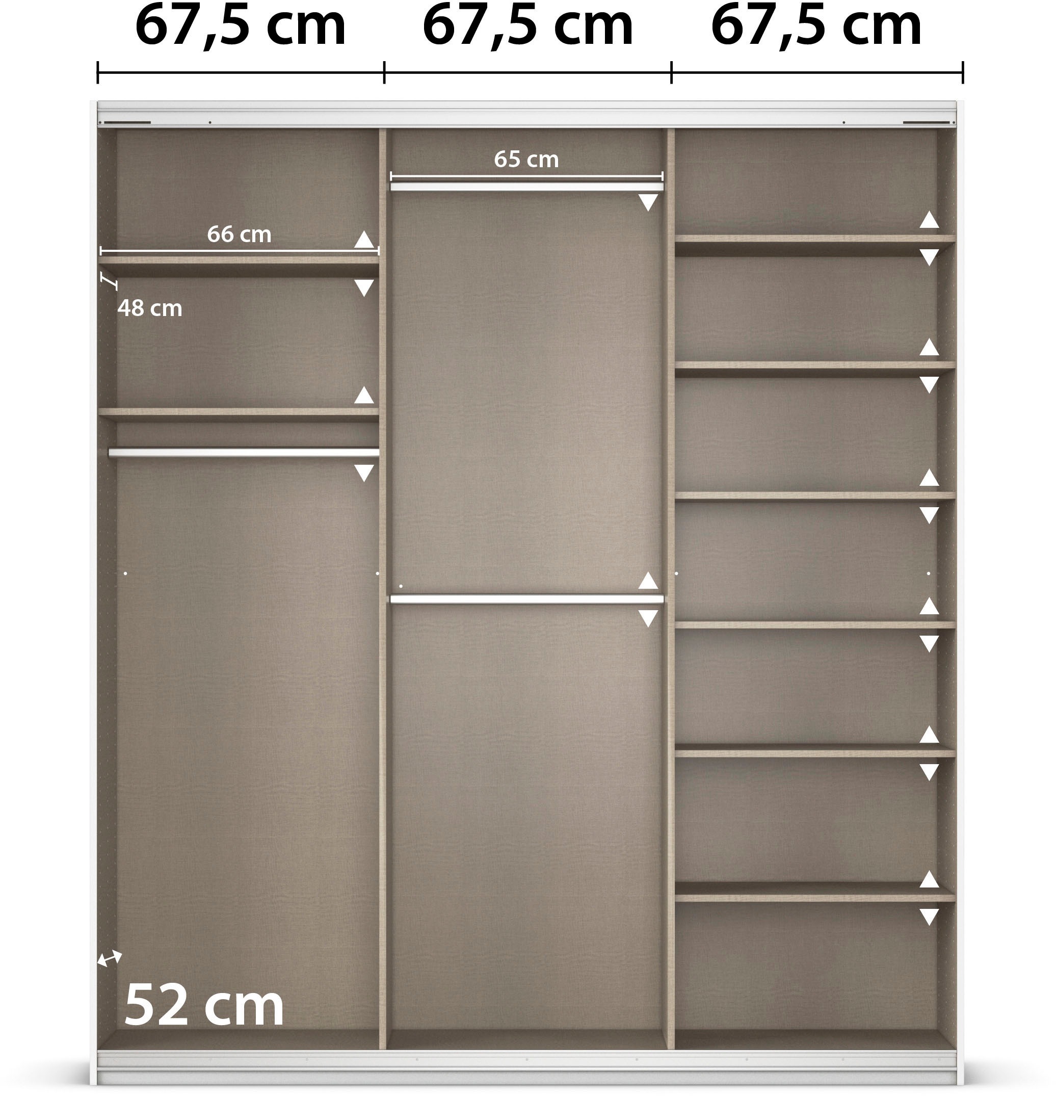 rauch Schwebetürenschrank »Kleiderschrank Schrank Garderobe AGORDO mit Glasfront«, durchdachte Innenausstattung, in 4 Breiten und 2 Höhen MADE IN GERMANY