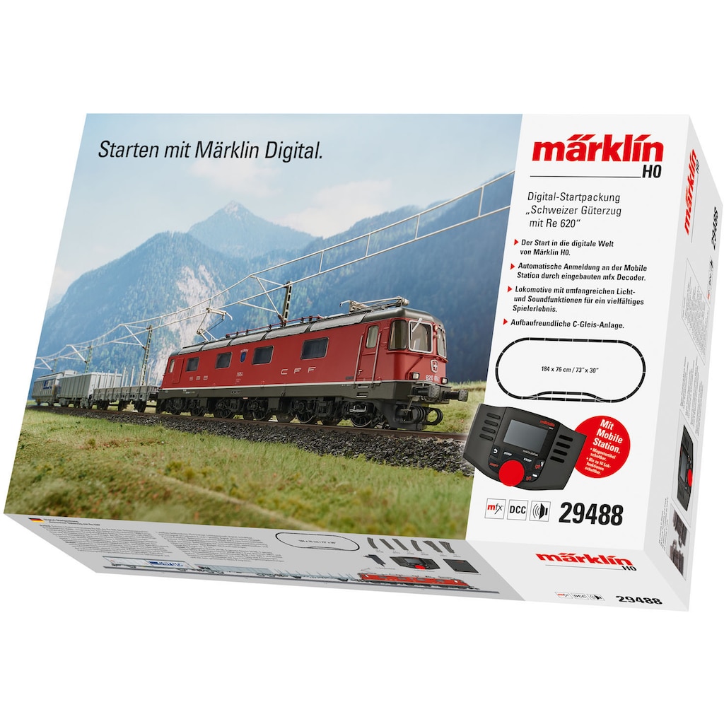 Märklin Modelleisenbahn-Set »Digital-Startpackung "Schweizer Güterzug mit Re 620" - 29488«, mit Licht- und Soundeffekten; Made in Europe