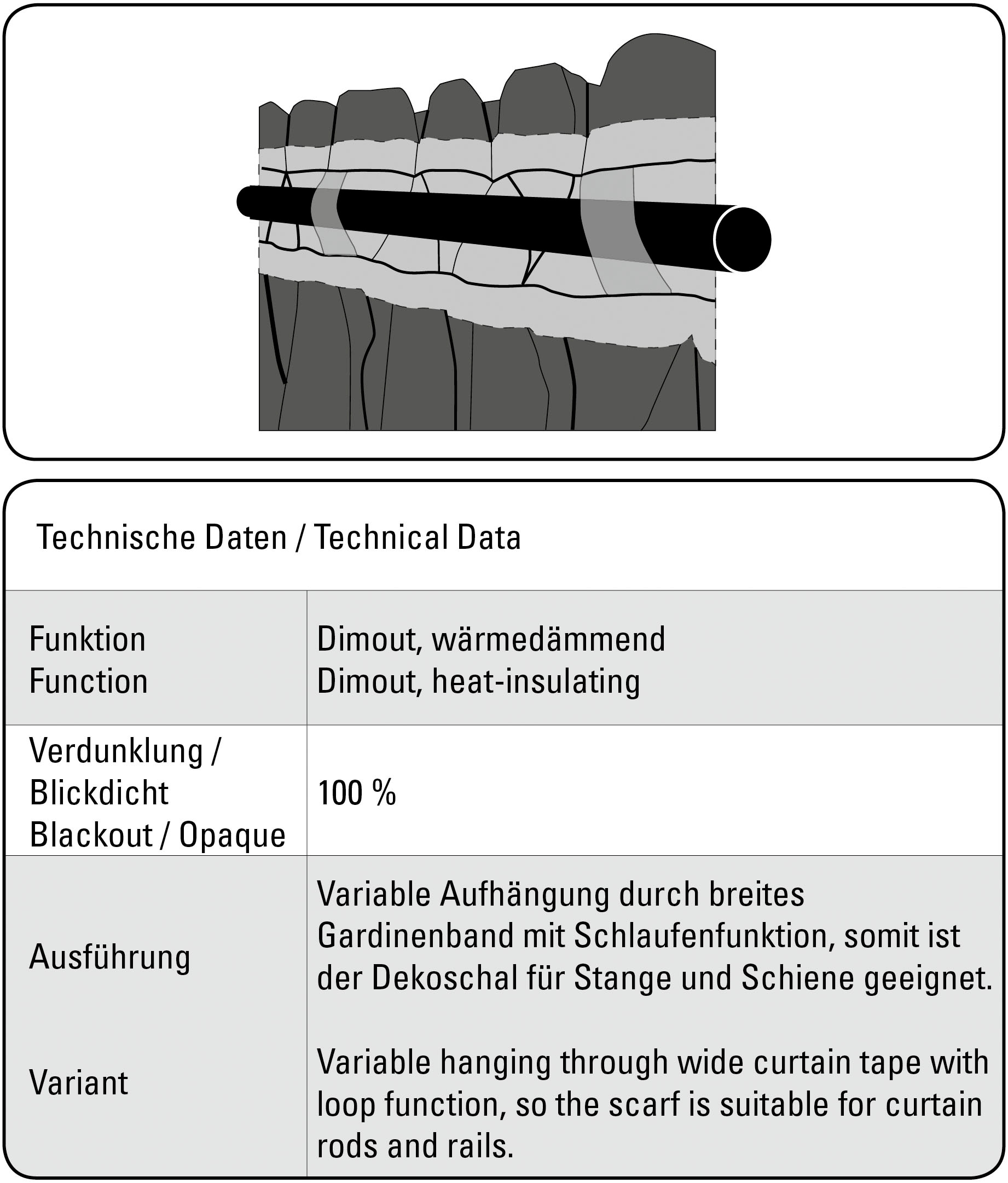 Gardine »Schal Dimout Uni«, (1 St.), mit Gardinenband und verdeckten Schlaufen