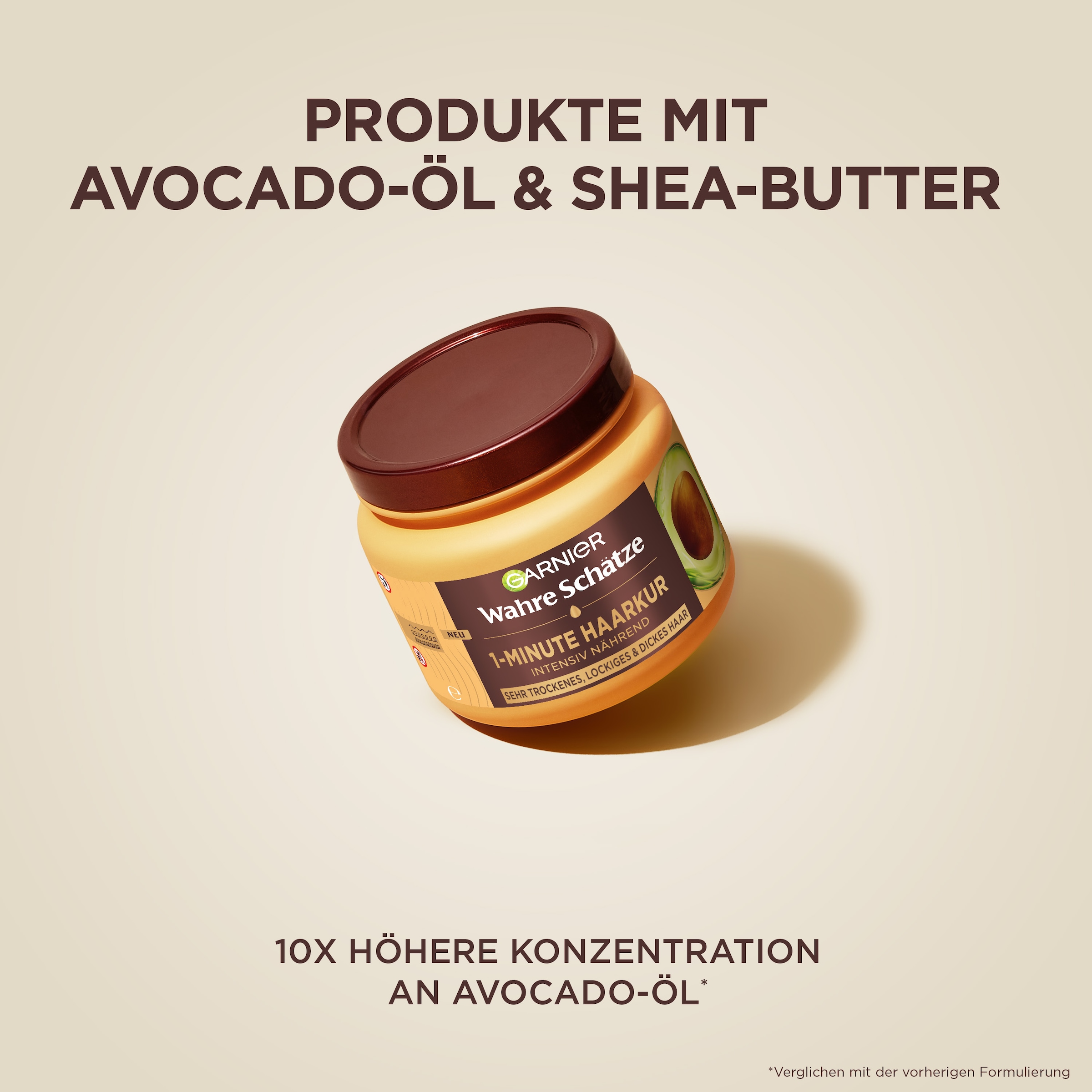 GARNIER Haarkur »Garnier Wahre Schätze 1-Minute Haarkur Avocado-Öl« mit Avocado-Öl und Sheabutter, vegane Formel, ohne Silikone