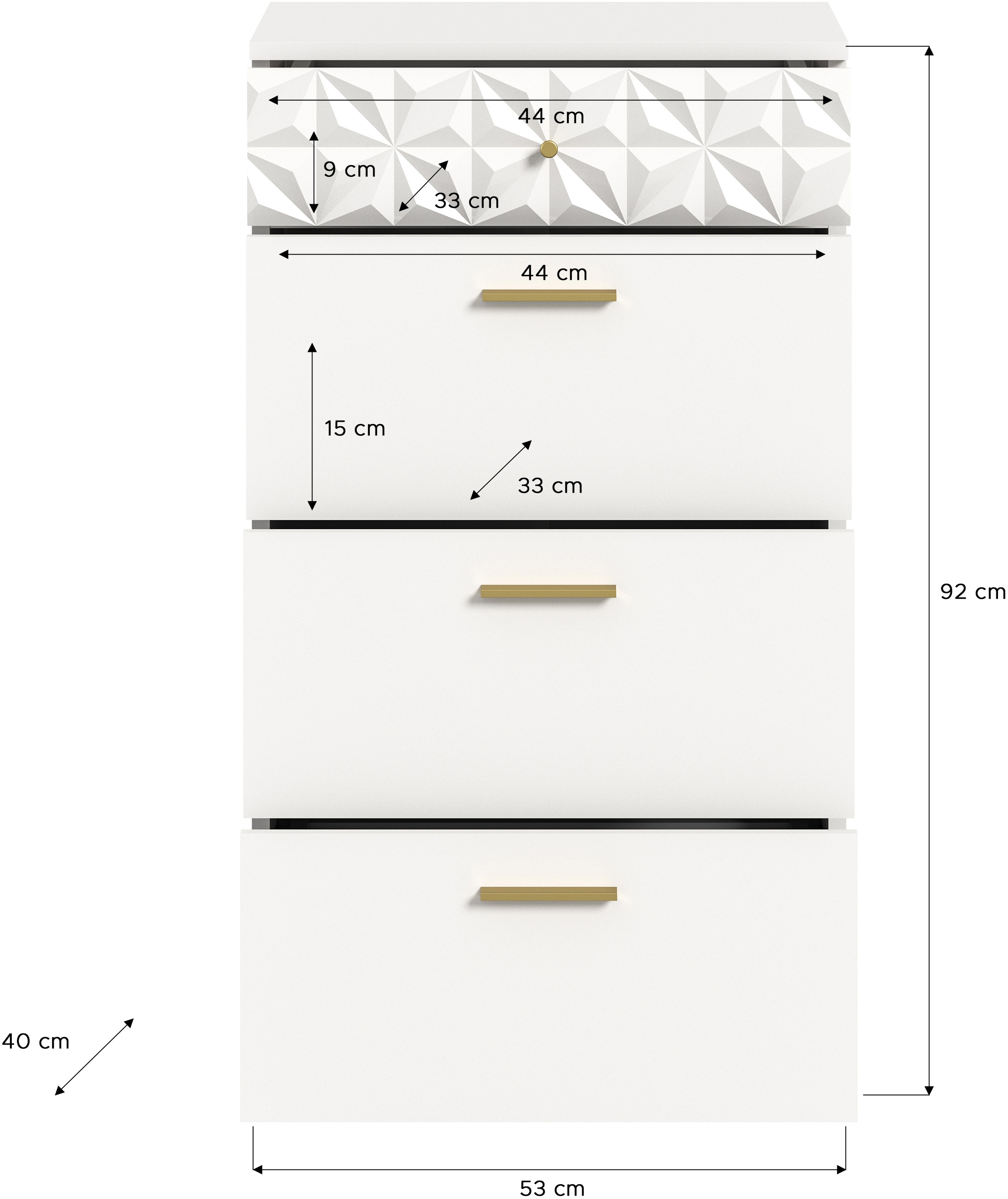 INOSIGN Kommode »Schubladenkommode mit 4 Schubkästen & Ornamentabsetzung«, Flur, Diele, Flurschrank, Schrank, Mehrzweckschrank, Schubladenschrank