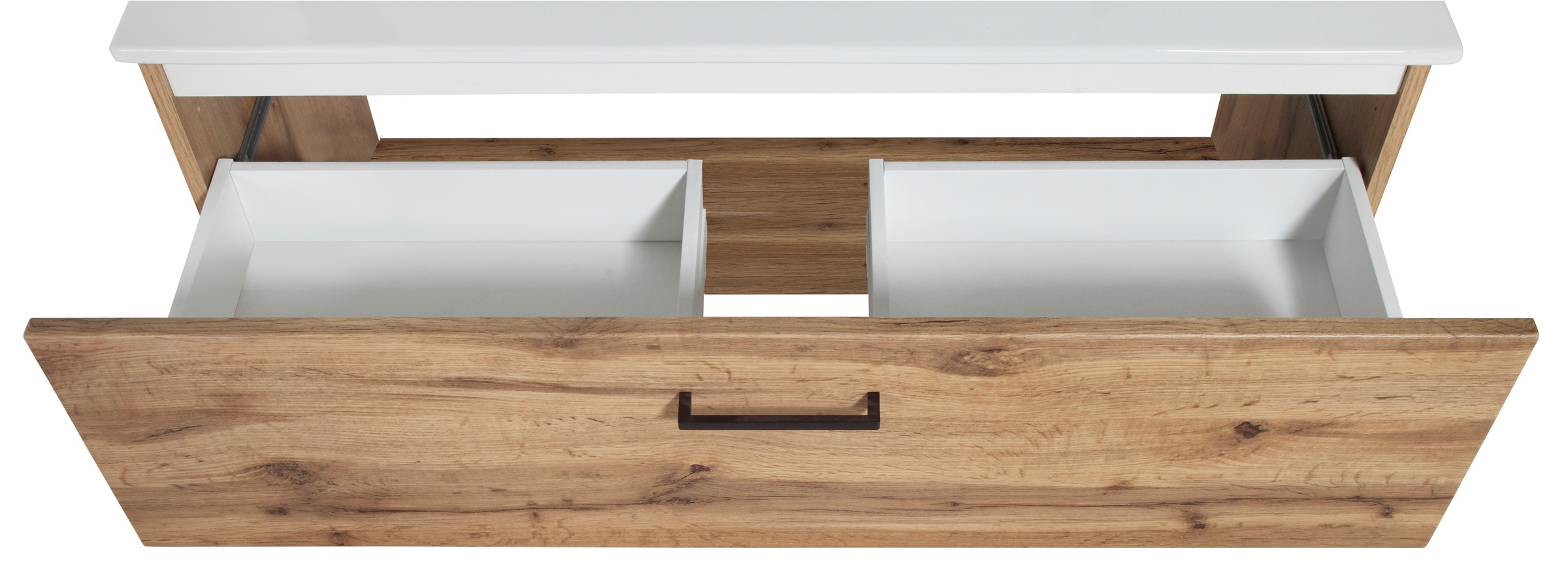 welltime Waschtisch »Trento Light, 60cm, 80cm, 100cm, Keramik-Auflagebecken«, 1 Auzug und 1 offenes Fach