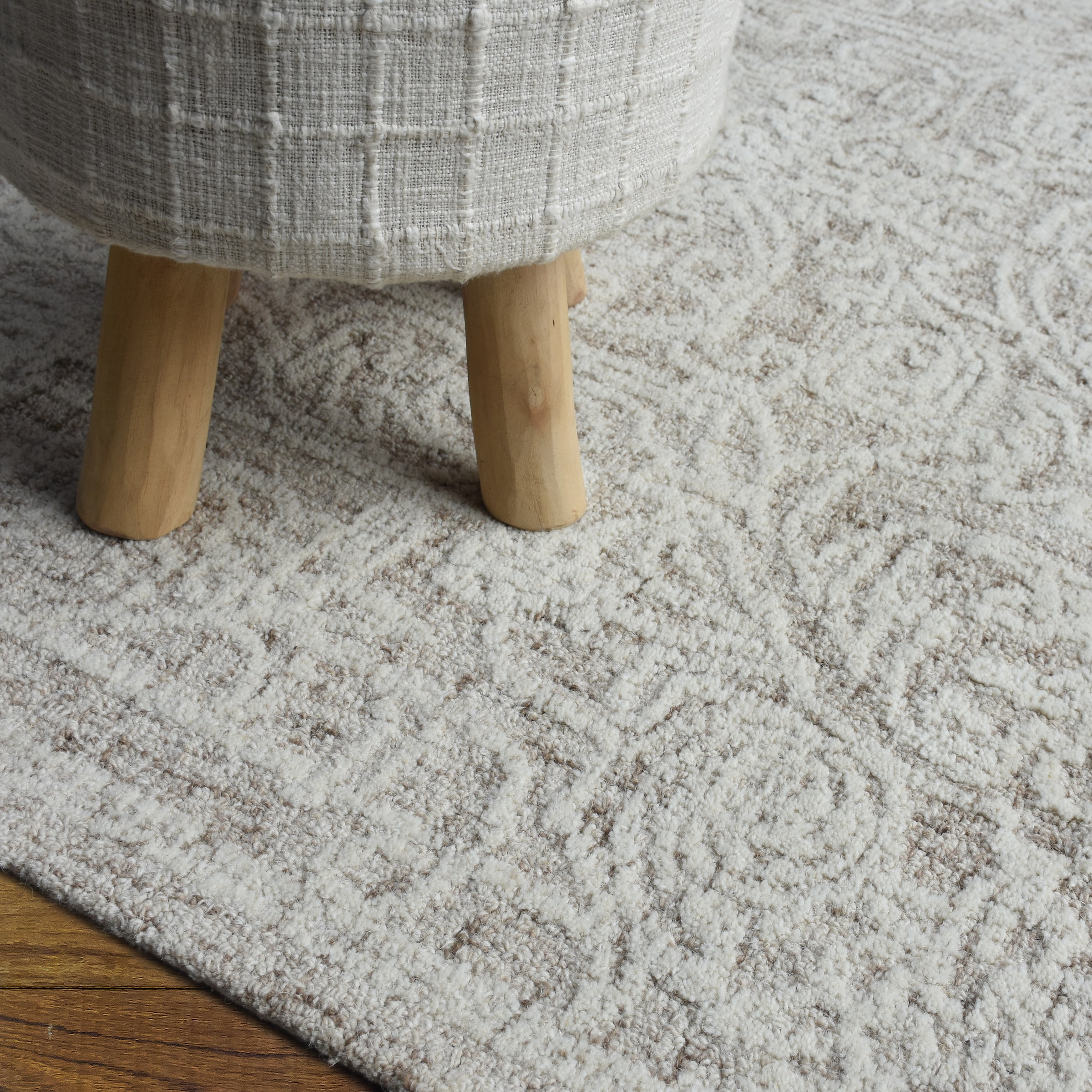 my home Wollteppich »Umea, handgefertigt, Wolle, Hoch-Tief-Struktur« rechteckig 14 mm Höhe einfarbig, Wolle, Teppich, Wohnzimmer, Schlafzimmer, Esszimmer