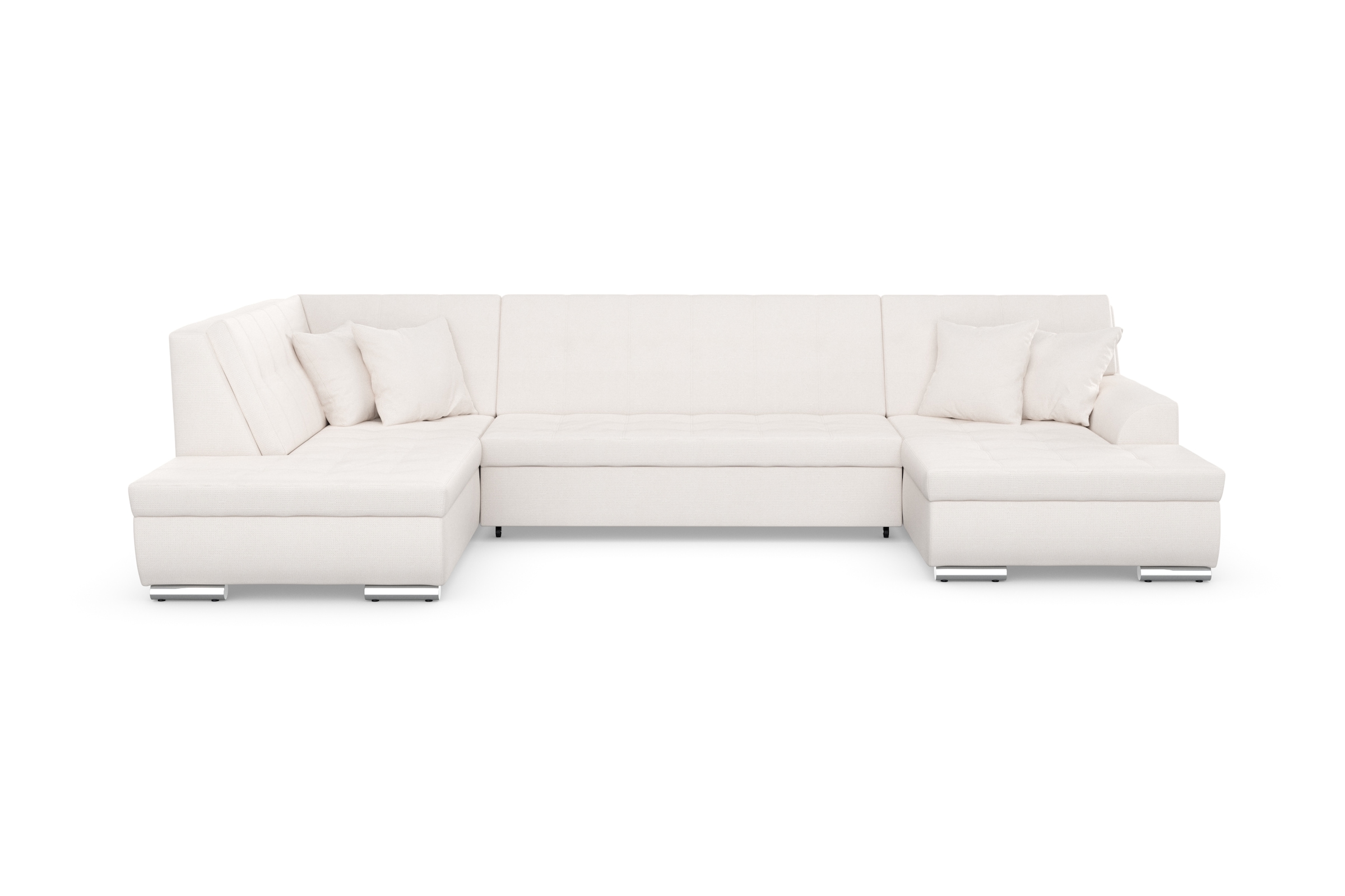 DOMO collection Wohnlandschaft »Treviso incl. Zierkissen, moderne Steppung, XXL: B/T/H: 364/201/83 cm«, wahlweise mit Bettfunktion, in vielen Bezugsarten auch in Cord U-Form