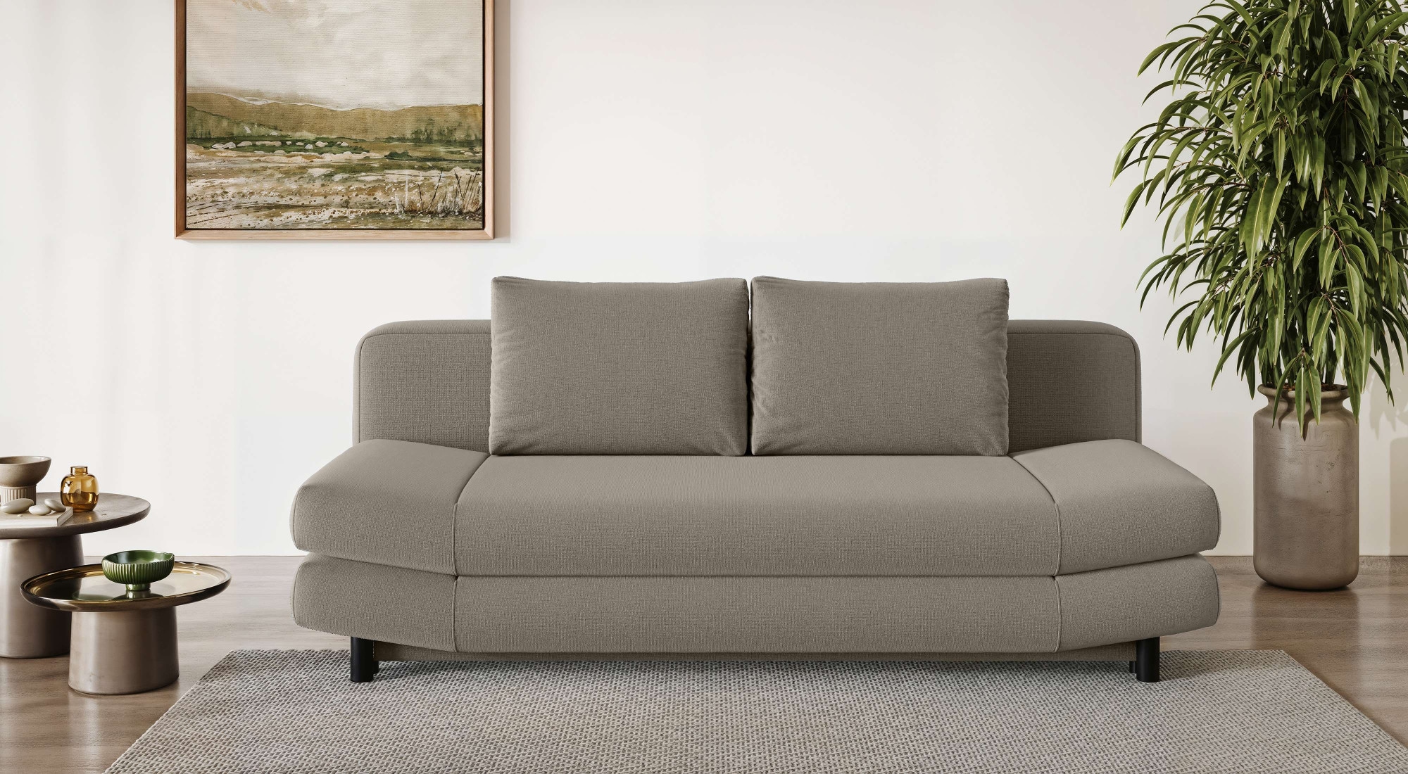 Home affaire 3-Sitzer »LENNARA Schlafsofa mit Bettkasten, Maße B/T/H: 209/96/86 cm« Sofa mit Wellenunterfederung, hoher Sitzkomfort
