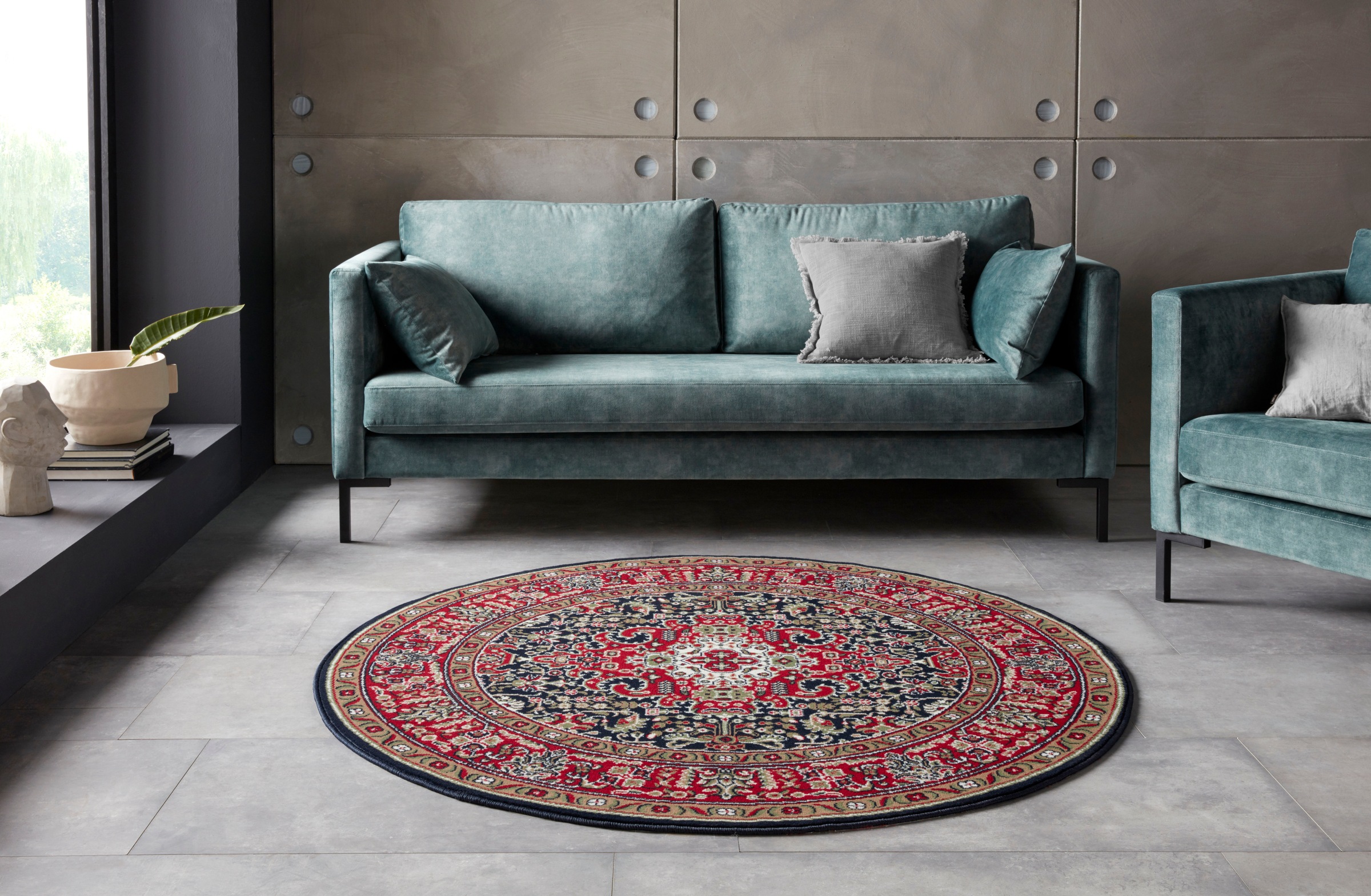 7. Bild von NOURISTAN Teppich »Skazar Isfahan«, rund, Kurzflor, Orient, Teppich, Vintage, Esszimmer, Wohnzimmer, Flur