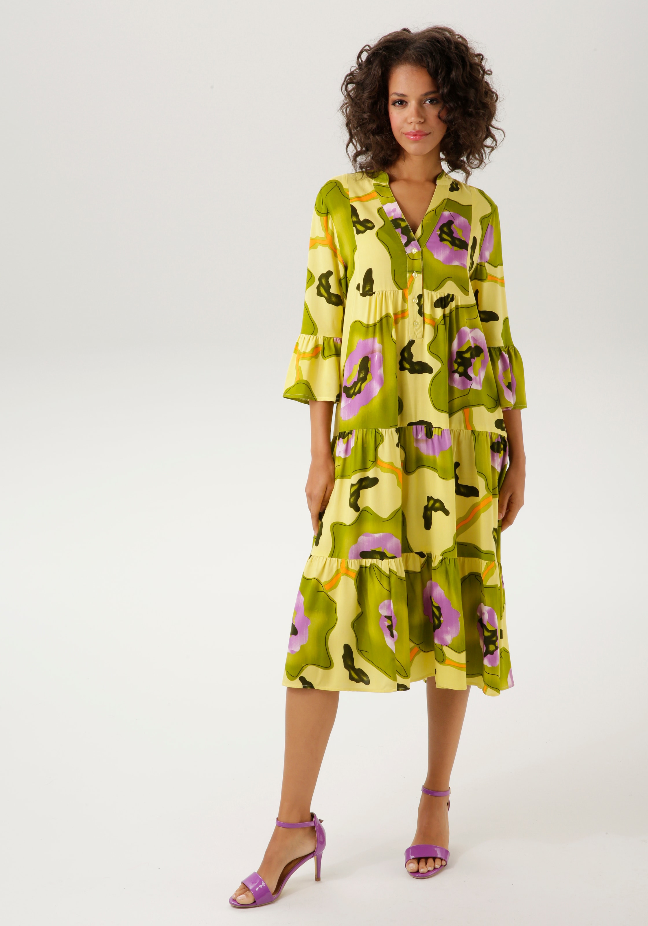 Aniston CASUAL Blusenkleid, mit großflächigem, graphischem Blumendruck - NEUE KOLLEKTION