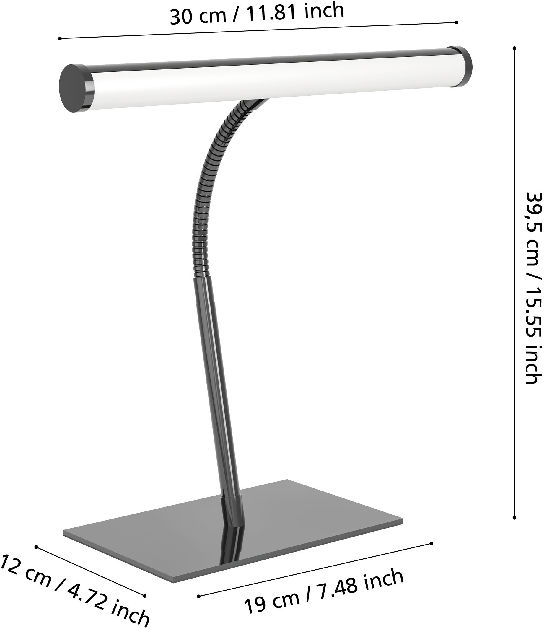 EGLO Tischleuchte »RICCIONE Tischlampe - Stahl, Alu - LED - 1X5W - IP20« LED-Modul 1 Stk. Kaltweiß | Neutralweiß | Warmweiß Nachttischlampe, Schreibtischleuchte, Leselampe, L30 x B19 x H39,5 cm